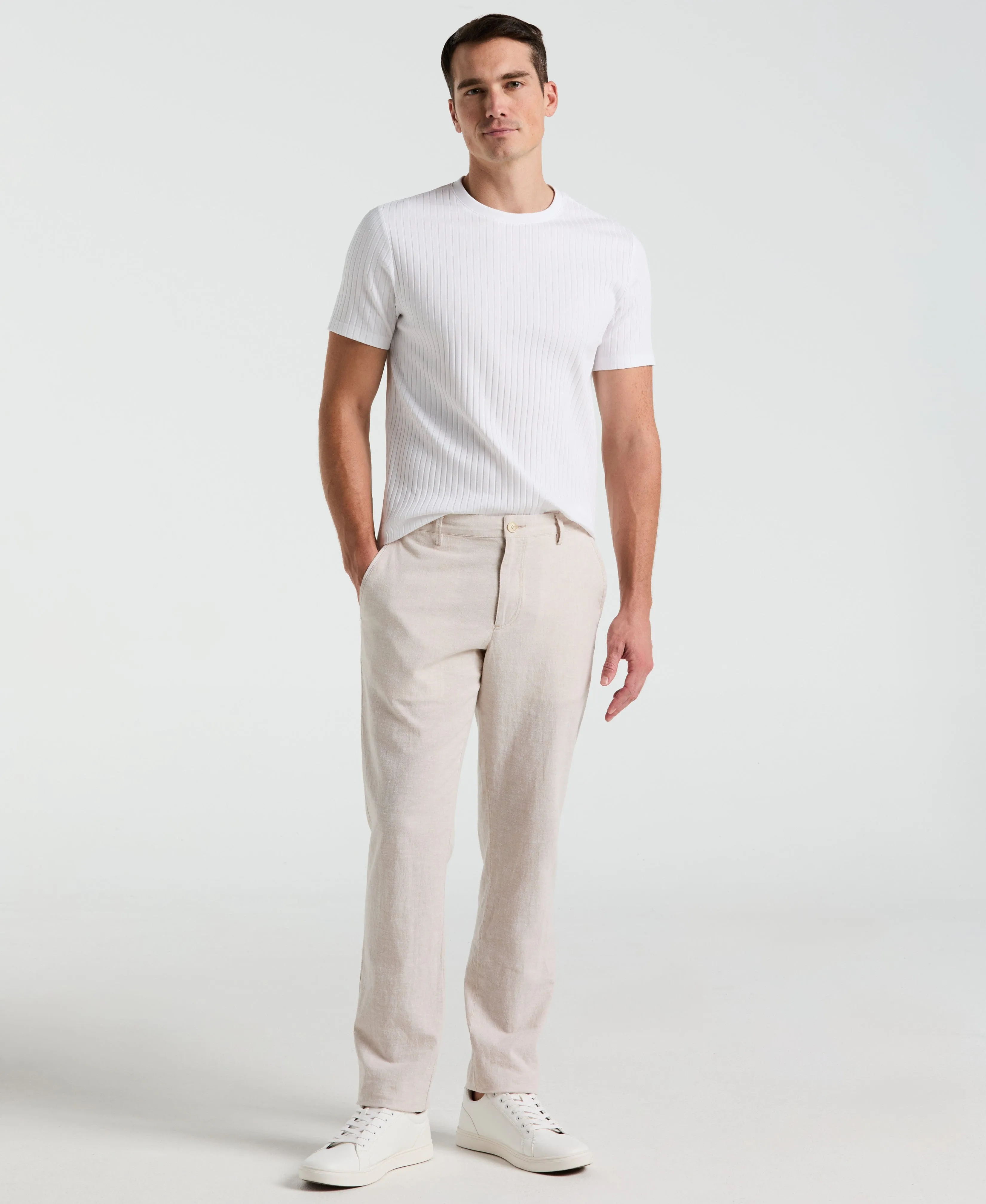 Slim Fit Flat Front Linen Blend Chino Pant sold by Perry Ellis