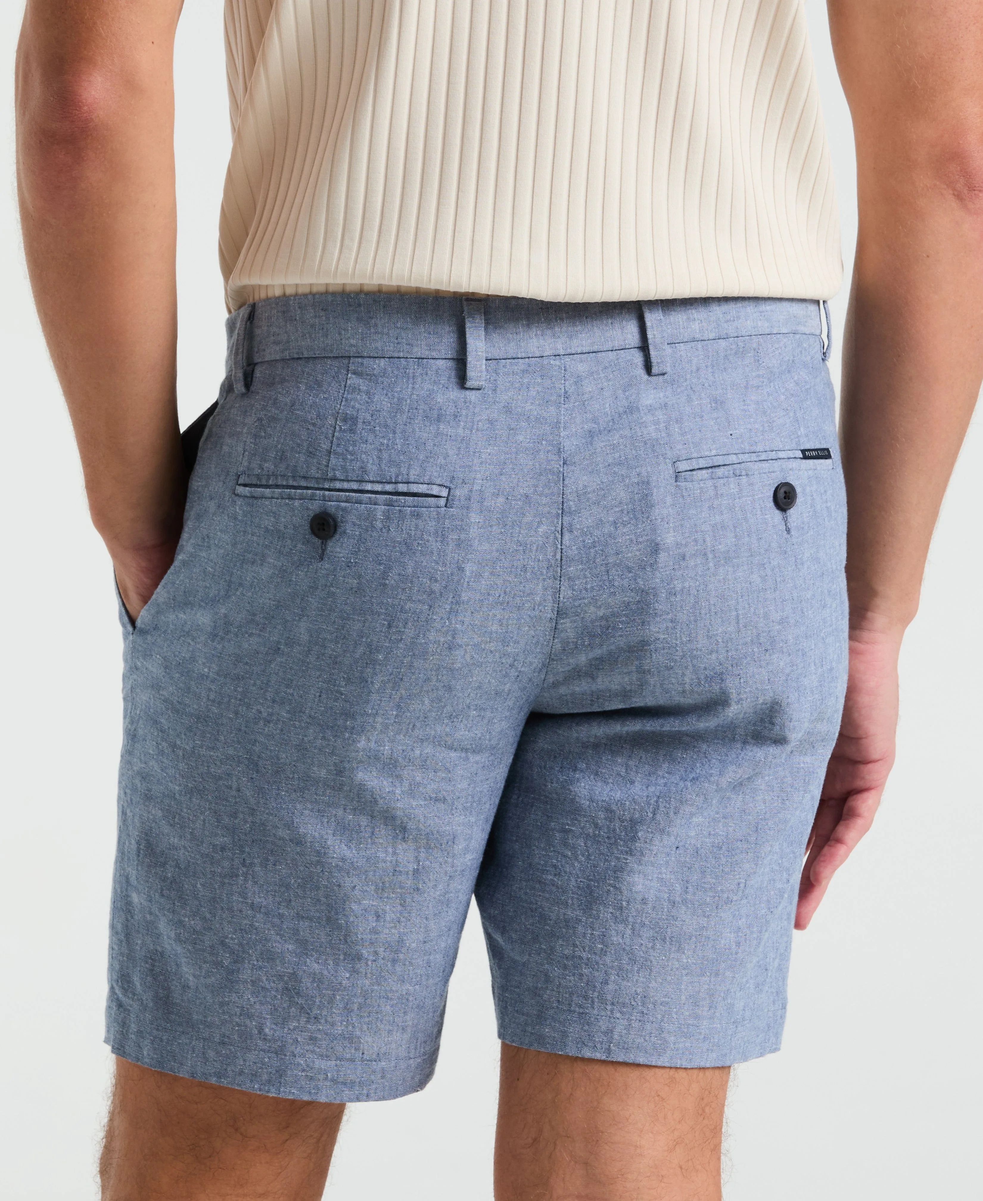 8" Flat Front Linen Cotton Short sold by Perry Ellis product image thumbnail 3