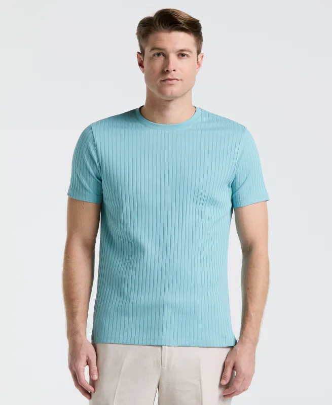 Rib Knit Crew Neck Tee sold by Perry Ellis