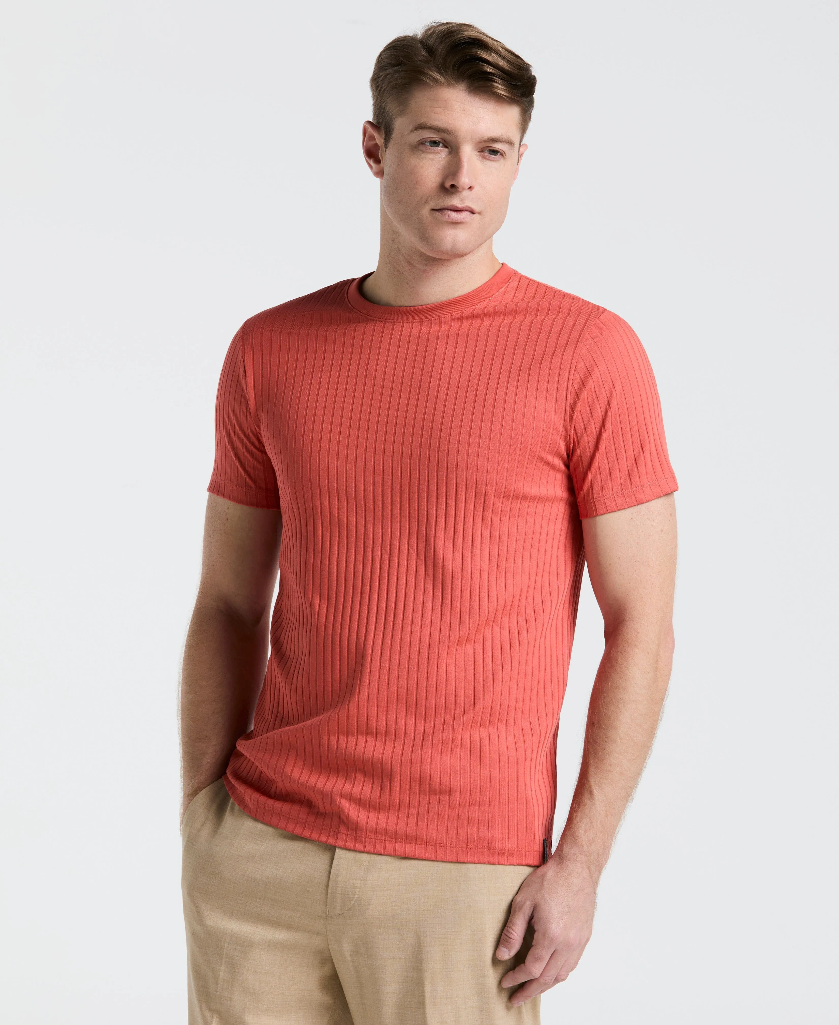 Ribbed Crew Neck Tee sold by Perry Ellis