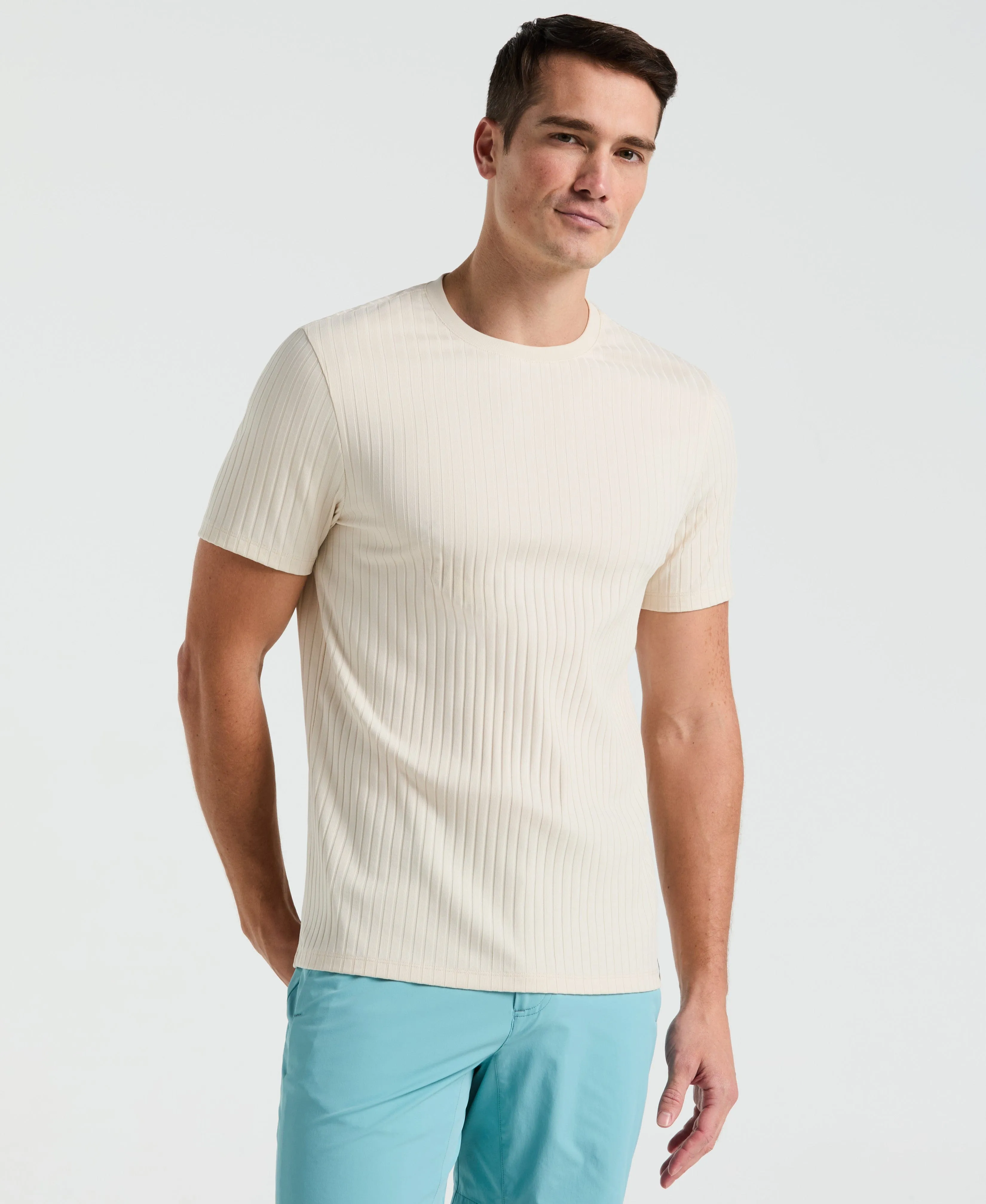 Ribbed Crew Neck Tee sold by Perry Ellis