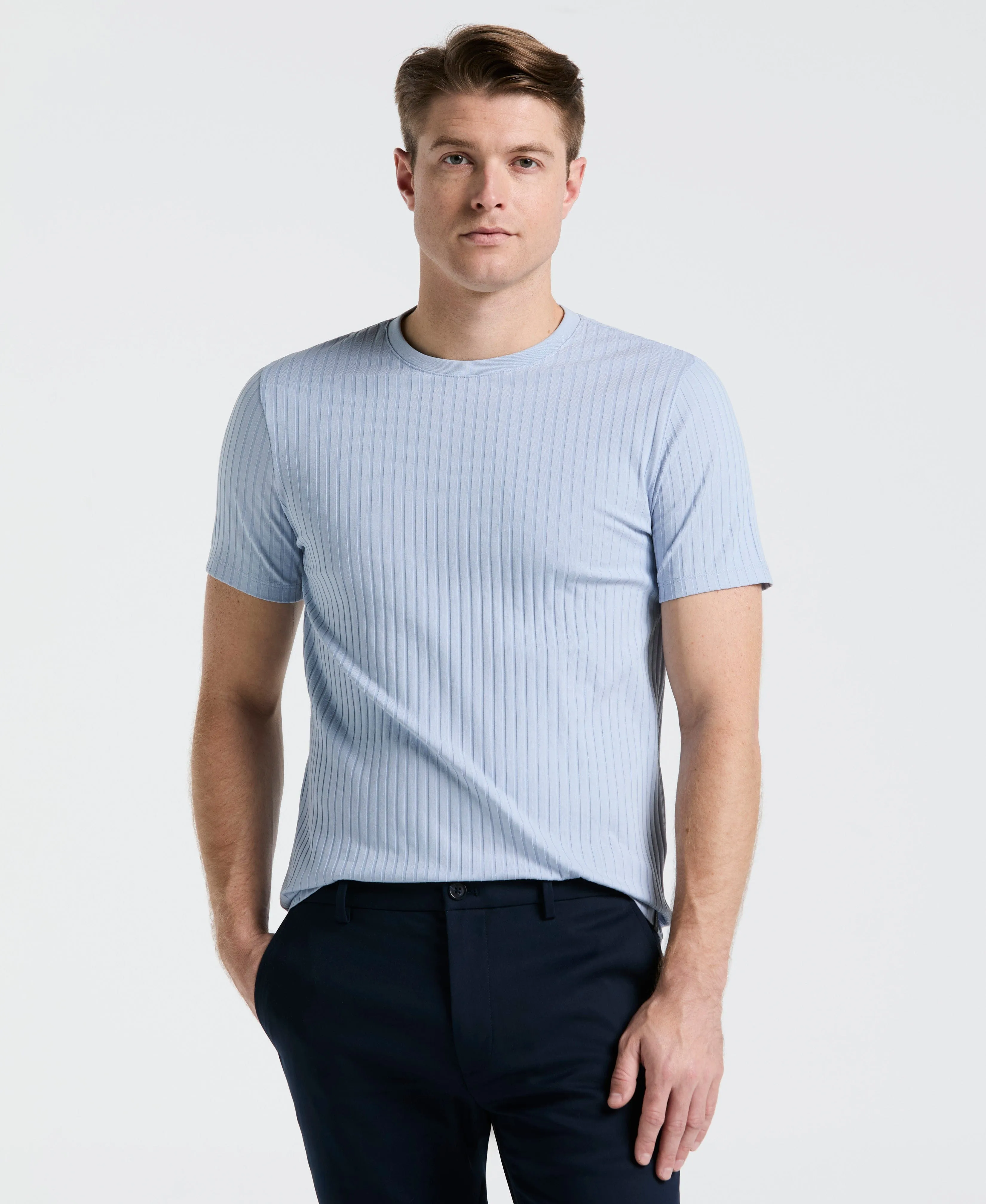 Ribbed Crew Neck Tee sold by Perry Ellis