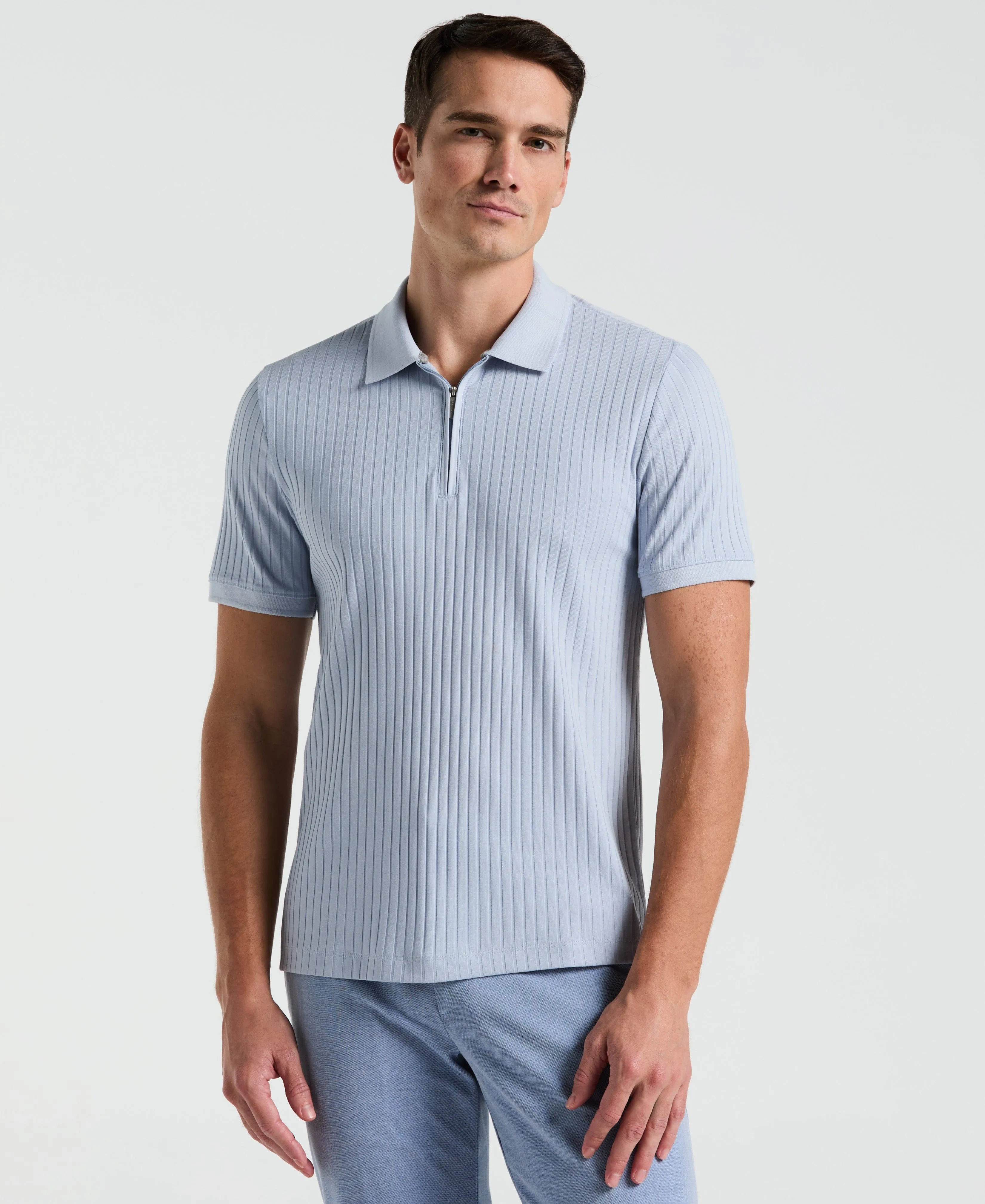 Ribbed Quarter Zip Polo sold by Perry Ellis