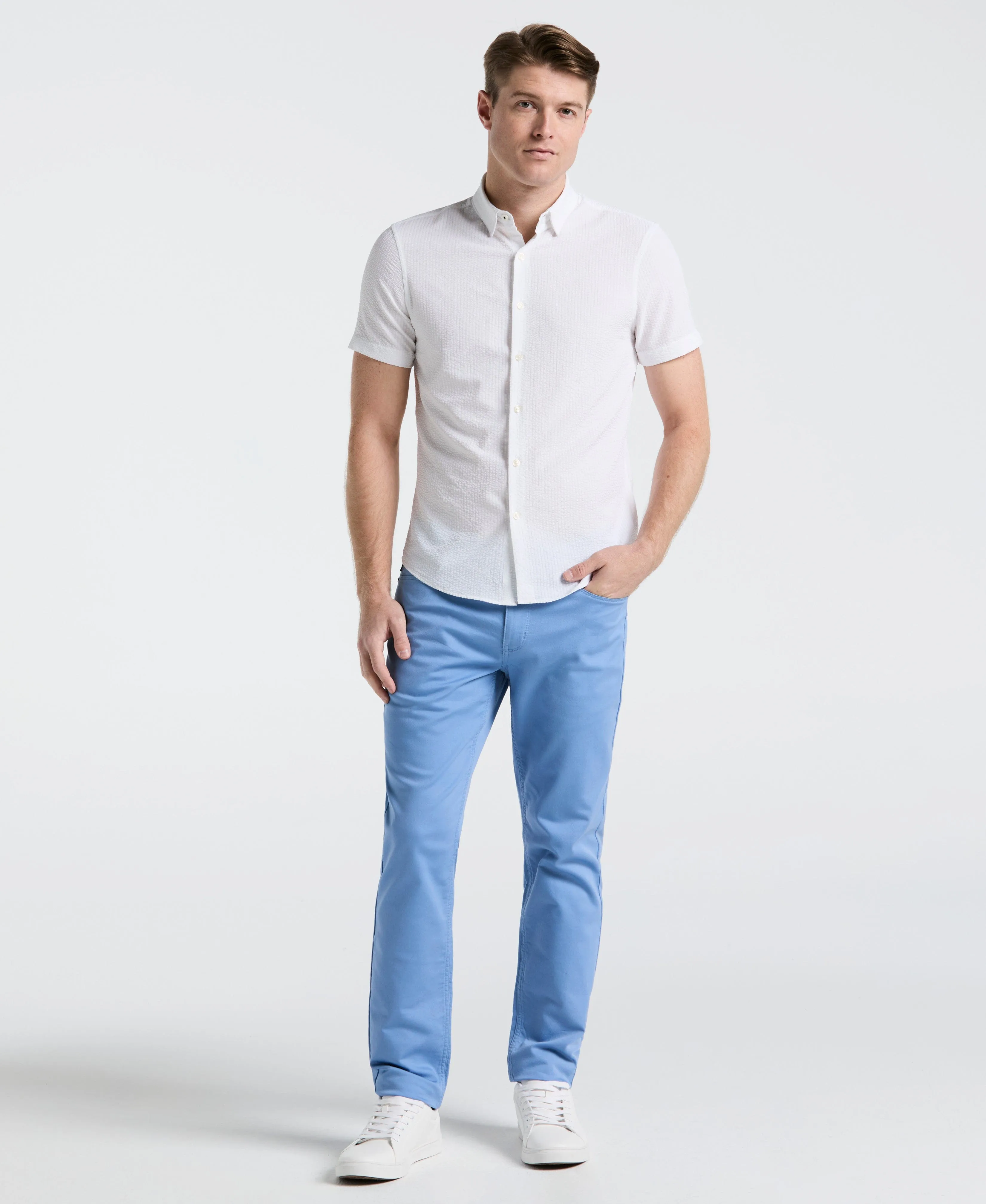 Solid Seersucker Slim Fit Shirt sold by Perry Ellis product image thumbnail 4