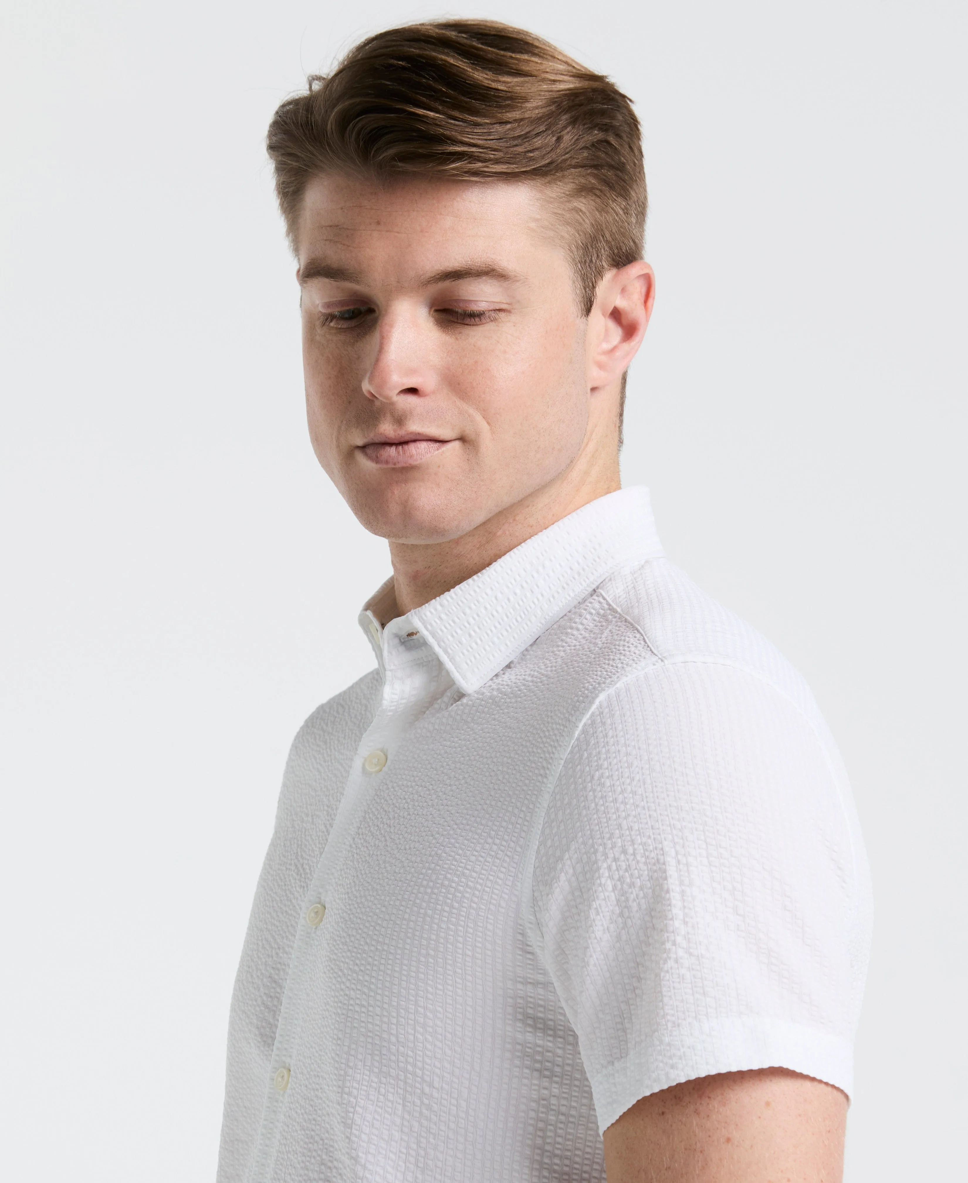 Solid Seersucker Slim Fit Shirt sold by Perry Ellis product image thumbnail 3