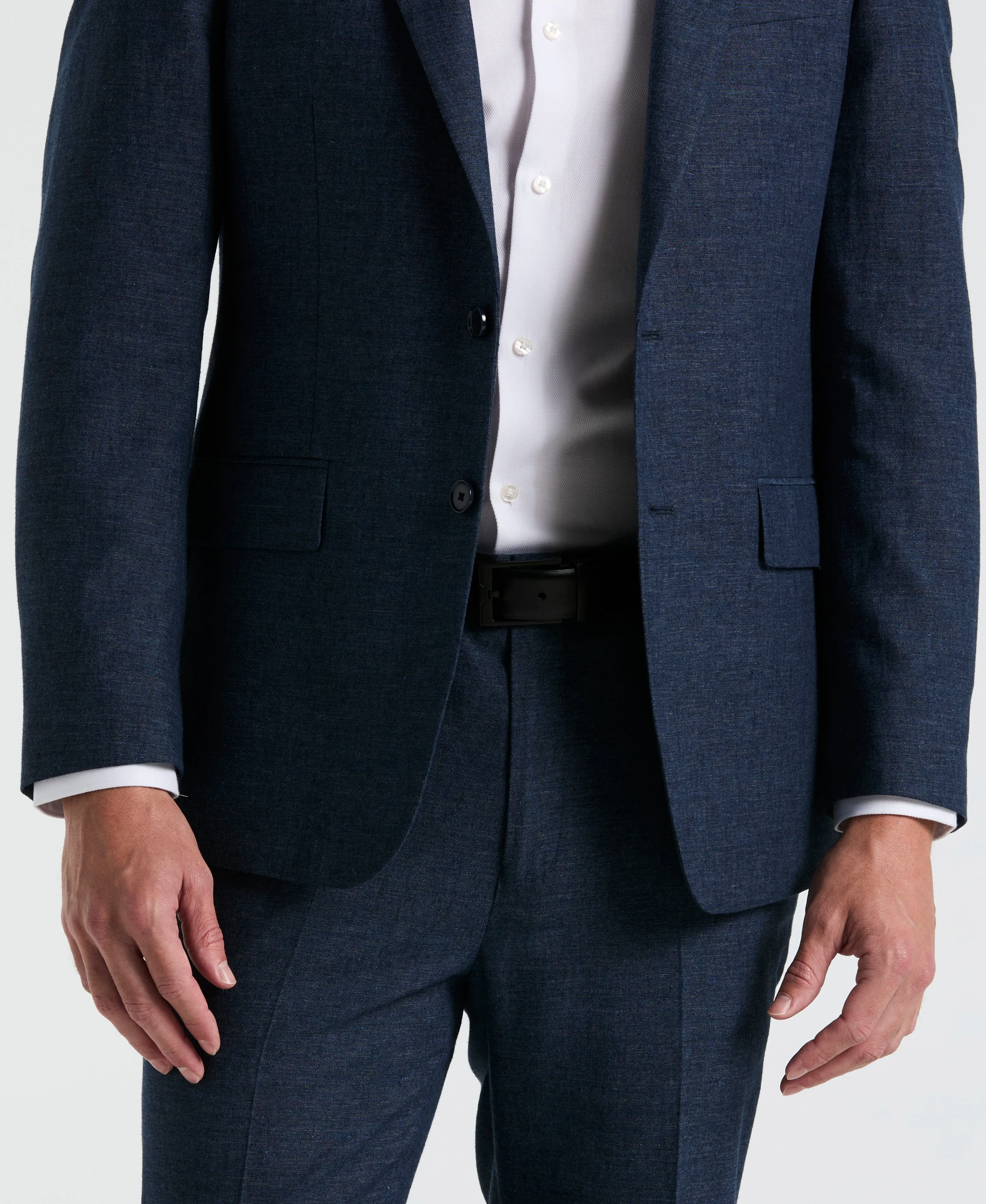 Slim Fit Blue Solid Linen Blend Suit sold by Perry Ellis product image thumbnail 4
