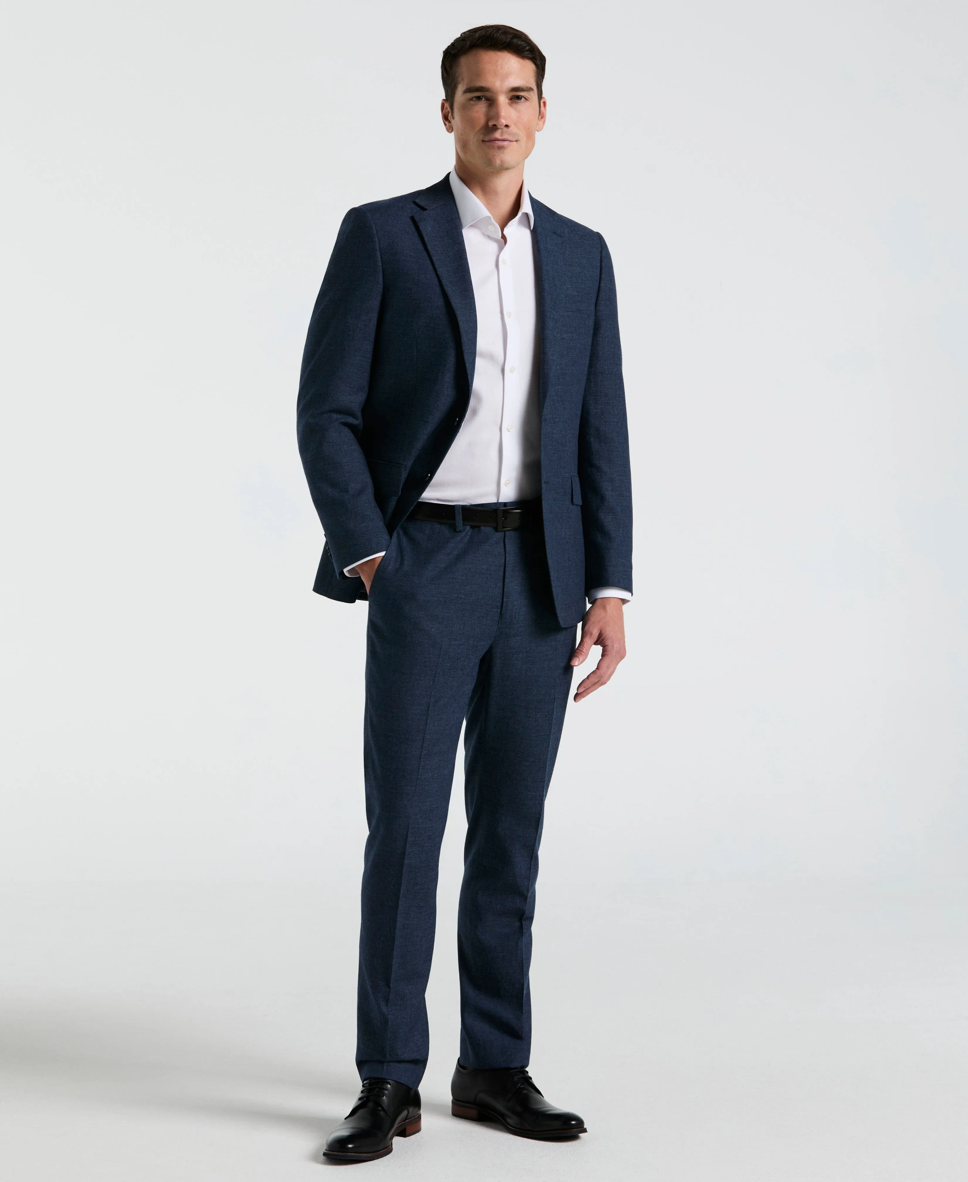 Slim Fit Blue Solid Linen Blend Suit sold by Perry Ellis