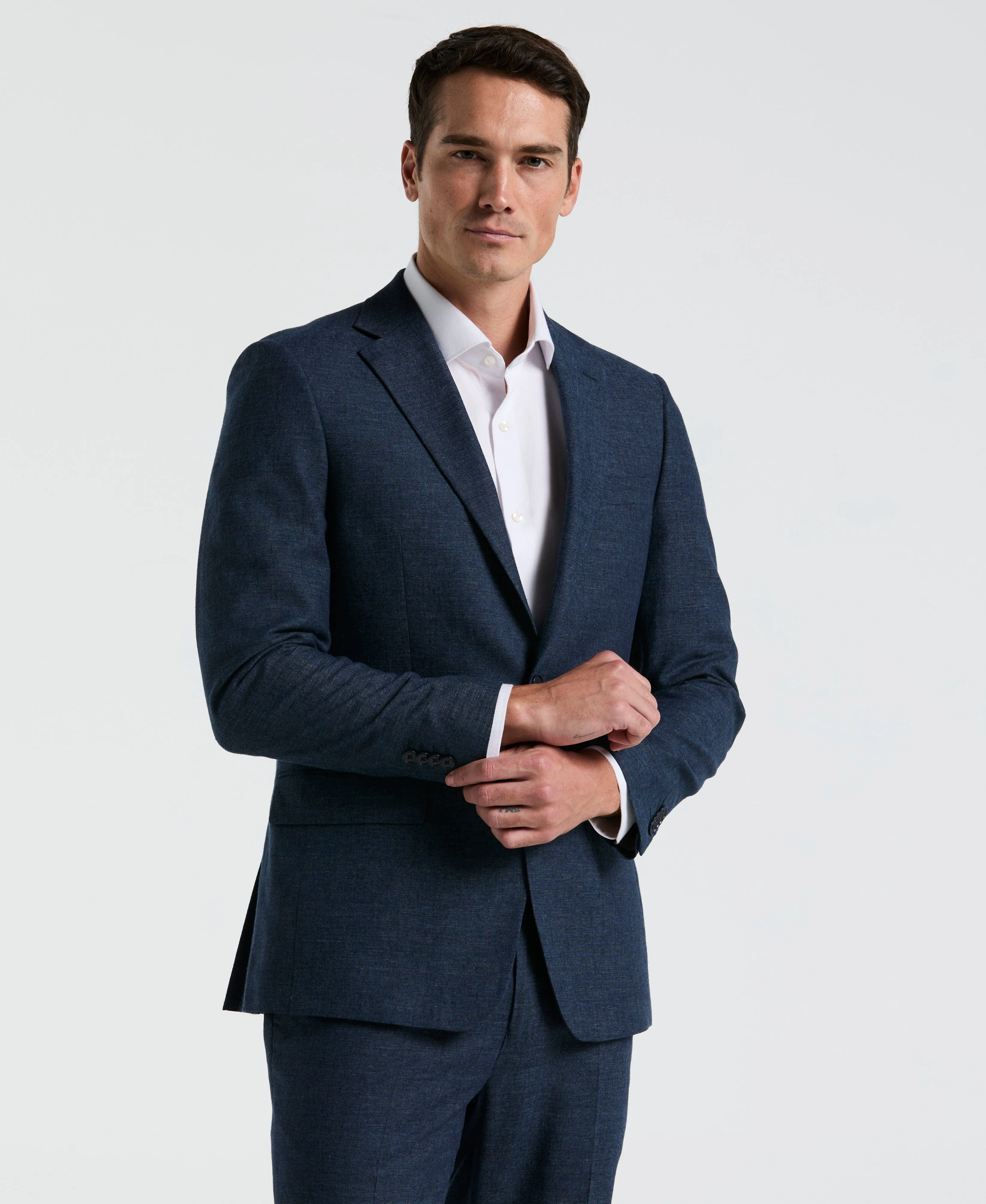Slim Fit Blue Solid Linen Blend Suit sold by Perry Ellis product image thumbnail 2