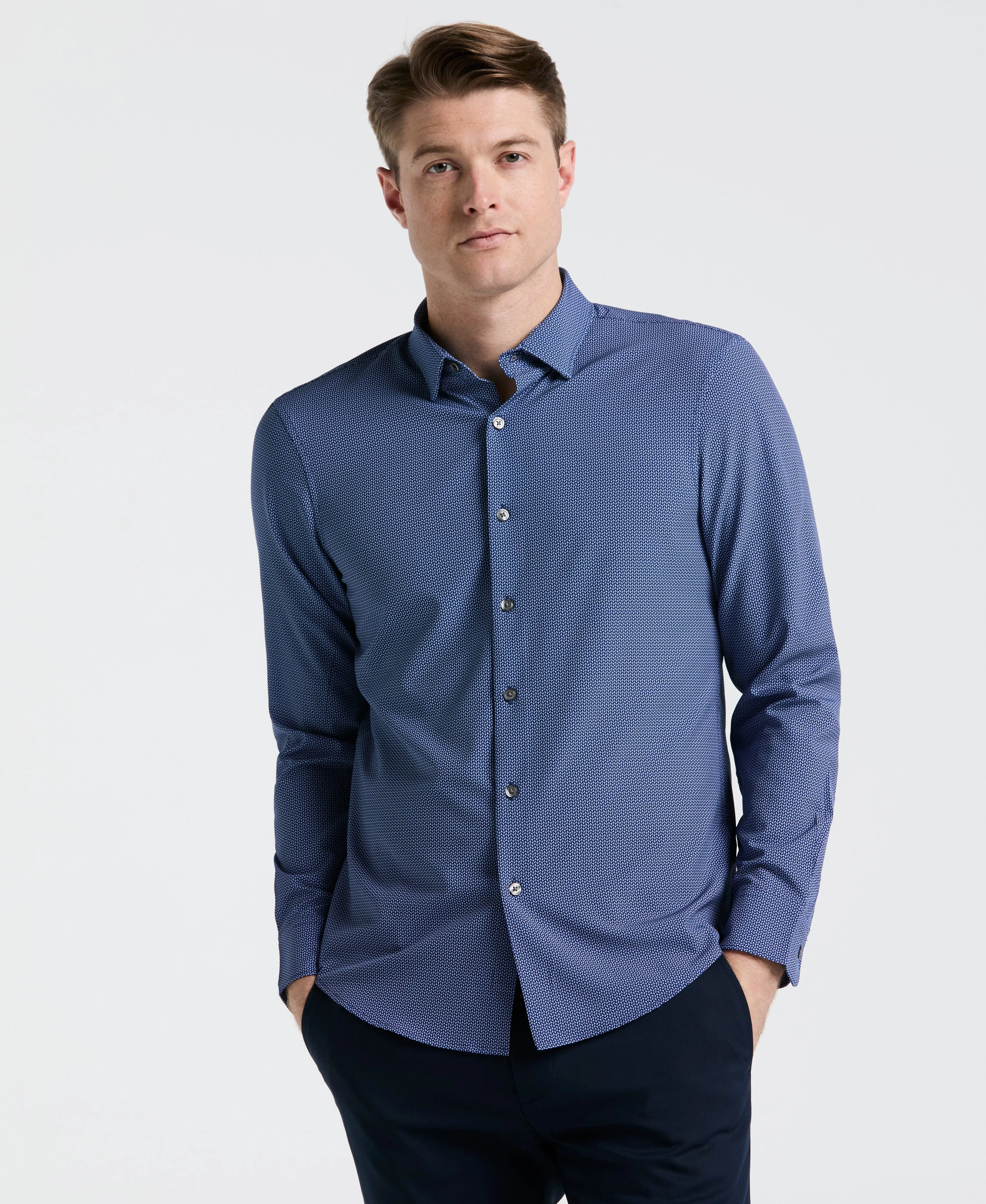 Slim Fit Float Total Stretch Pattern Shirt sold by Perry Ellis
