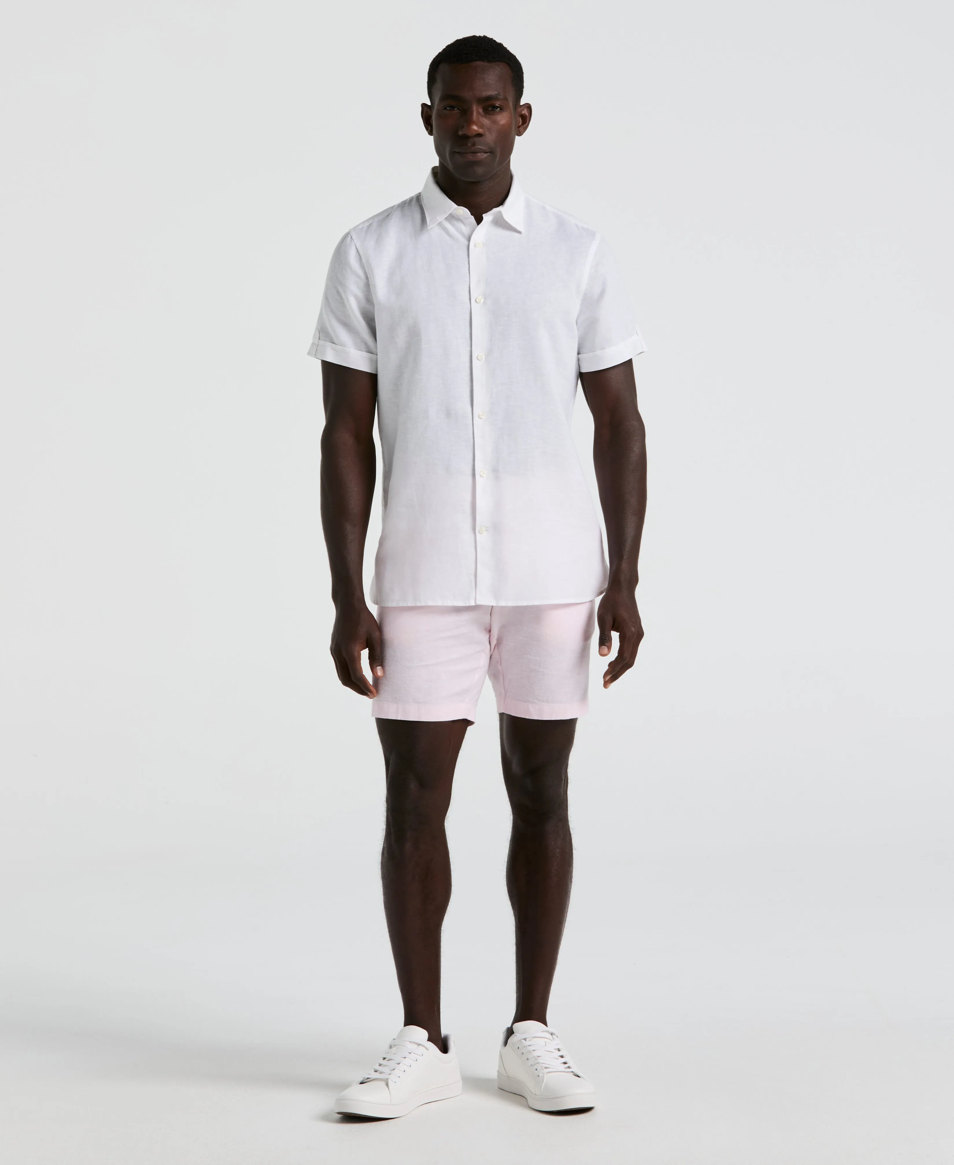 8" Flat Front Linen Cotton Short sold by Perry Ellis