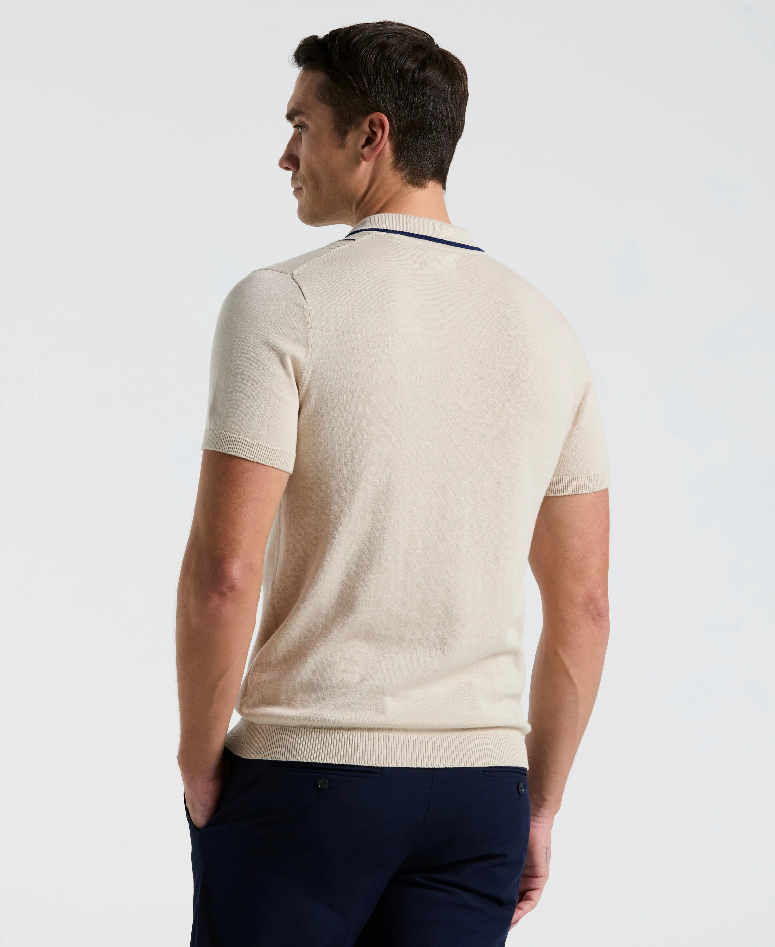 Cotton Mesh Vertical Stripe Print Button Polo sold by Perry Ellis product image thumbnail 2