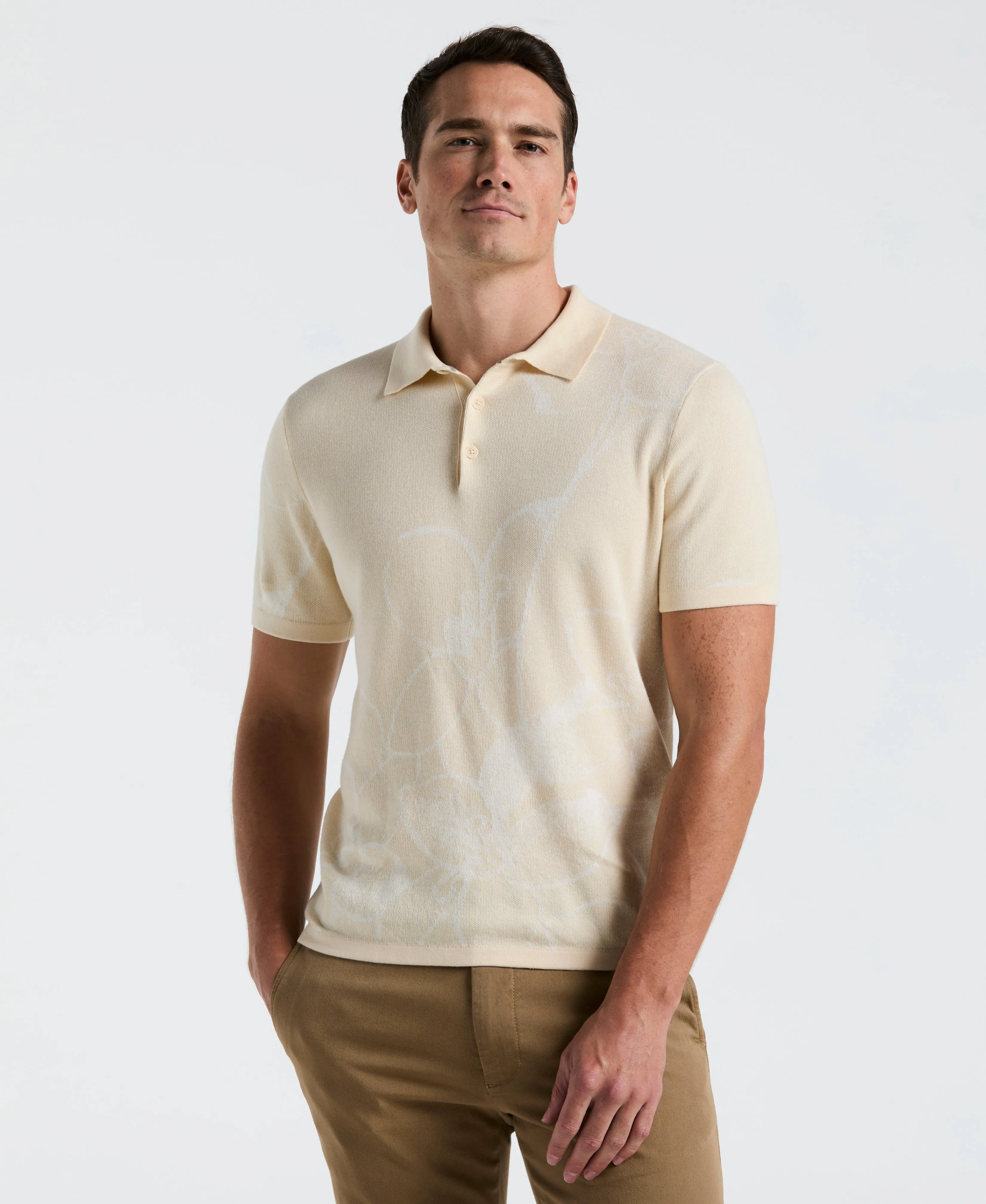 Flower Jacquard Polo Sweater sold by Perry Ellis