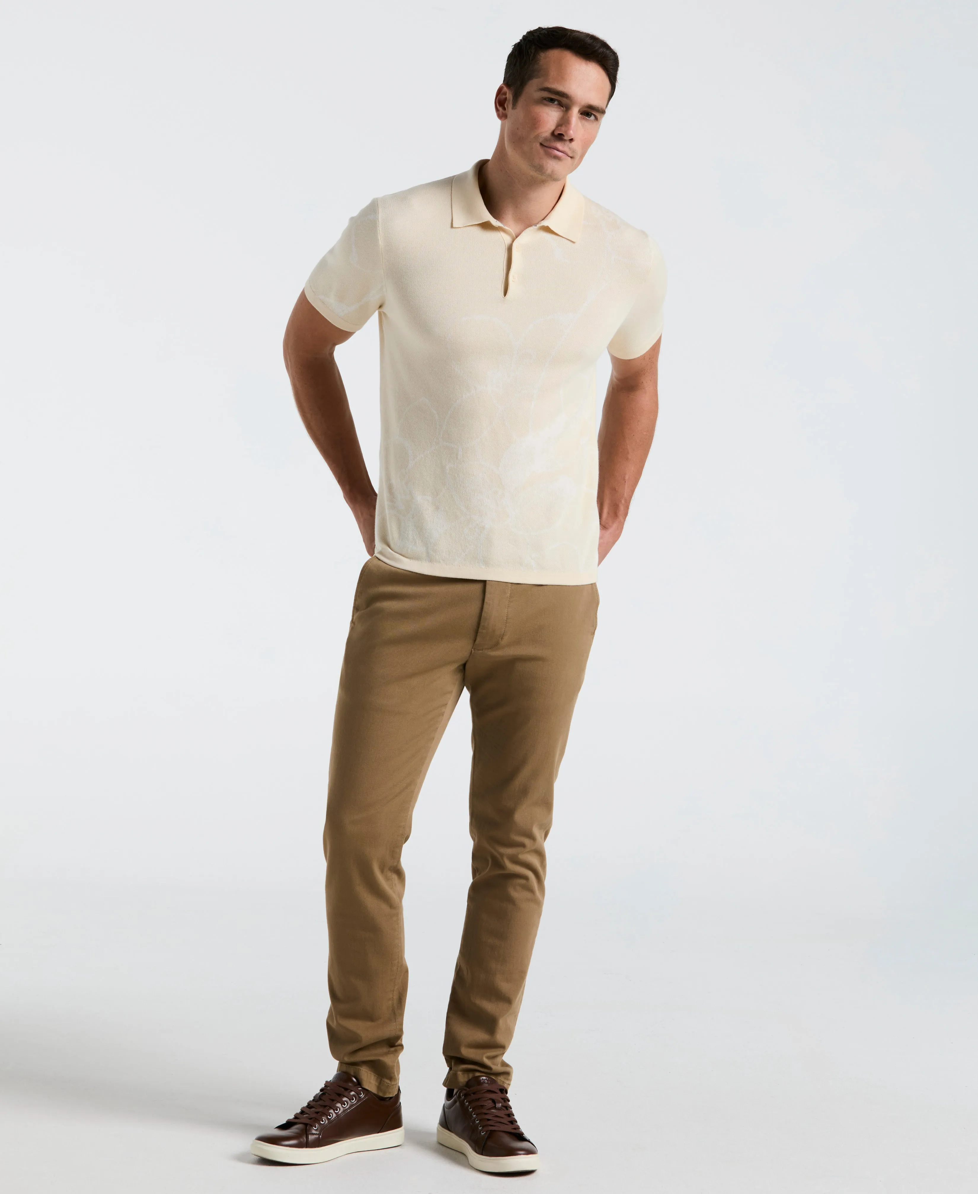 Flower Jacquard Polo Sweater sold by Perry Ellis product image thumbnail 4