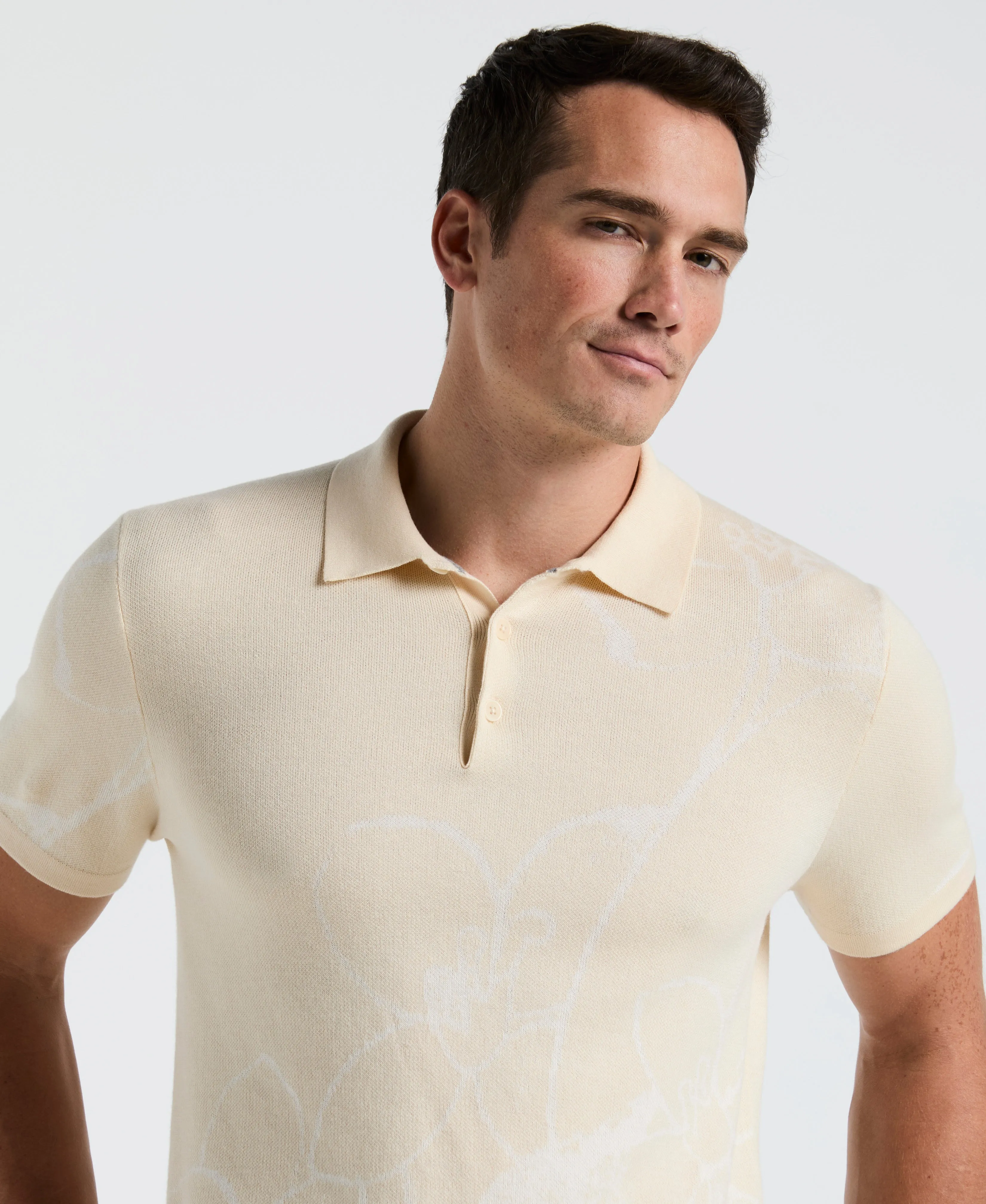 Flower Jacquard Polo Sweater sold by Perry Ellis product image thumbnail 3