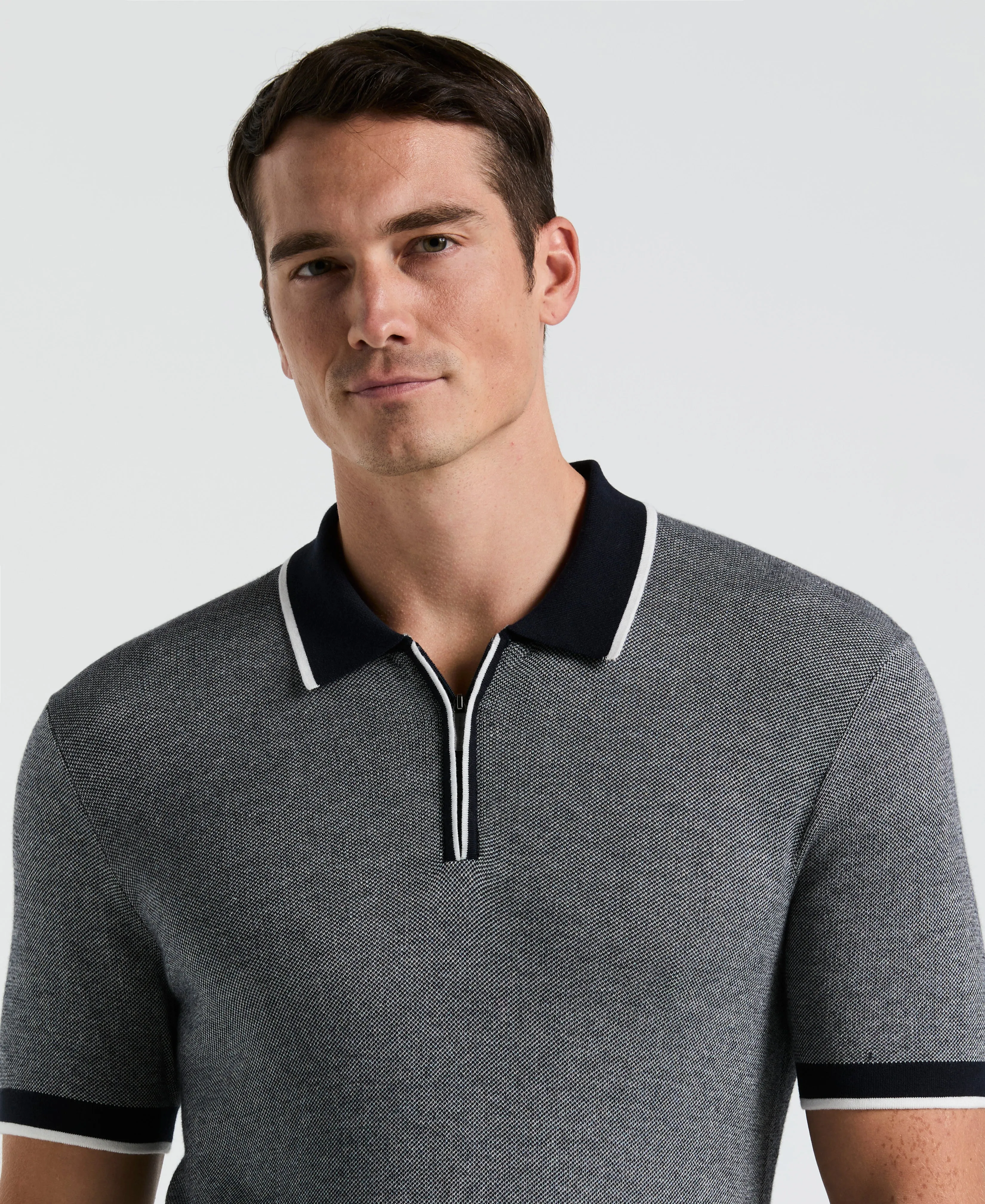 Bi-Color Stitch Zip Polo sold by Perry Ellis product image thumbnail 3