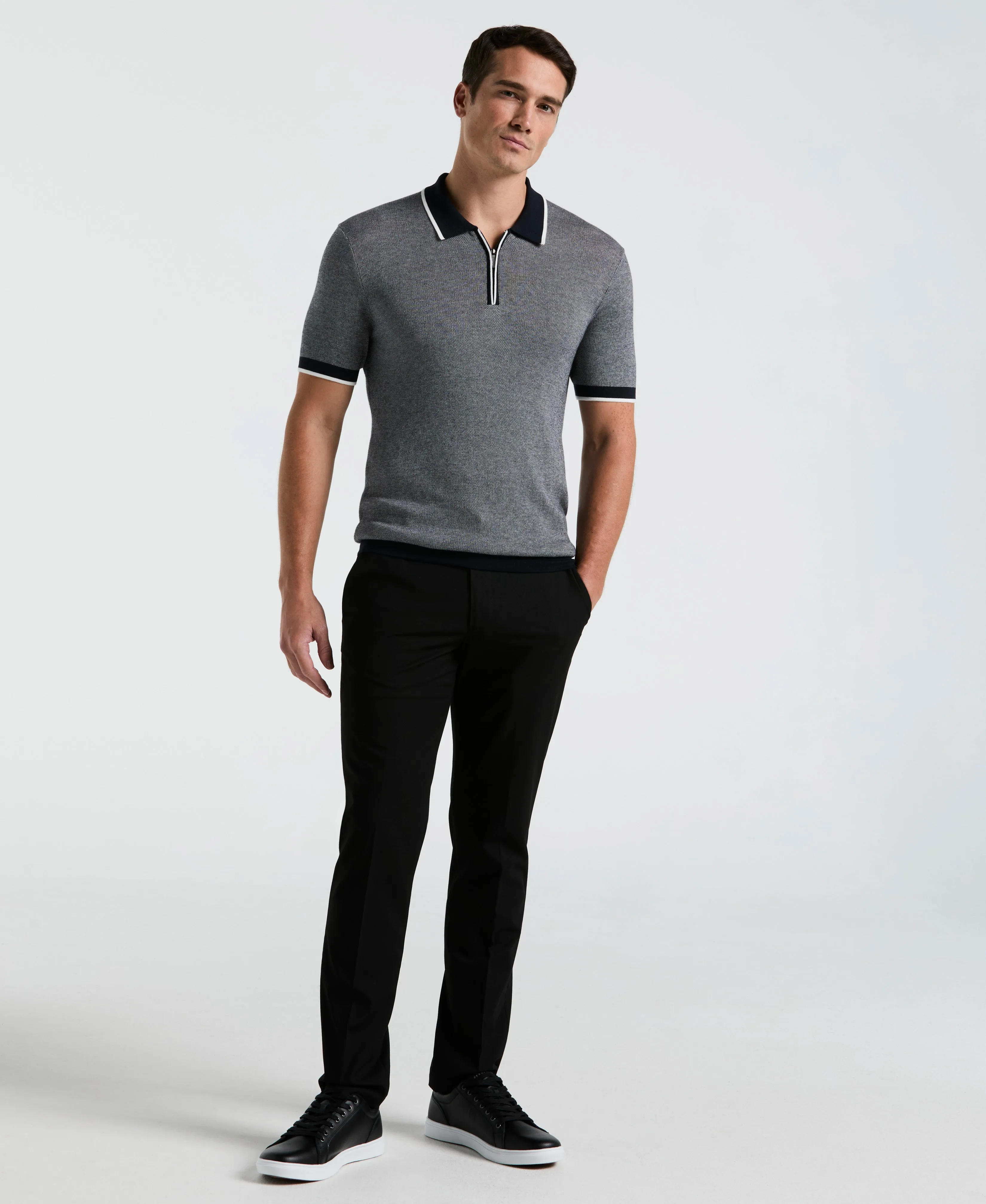 Bi-Color Stitch Zip Polo sold by Perry Ellis product image thumbnail 4