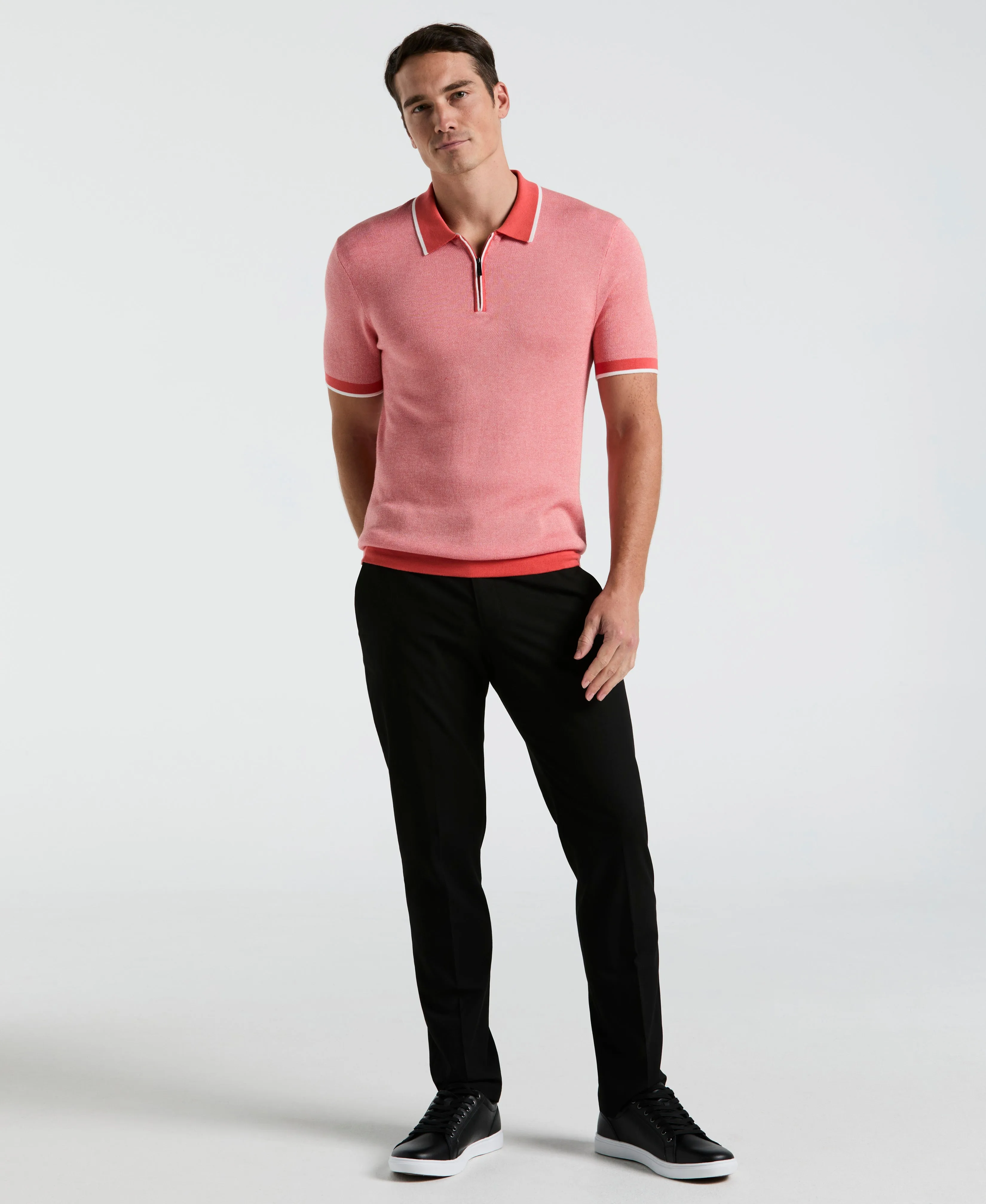 Bi-Color Stitch Zip Polo sold by Perry Ellis product image thumbnail 4