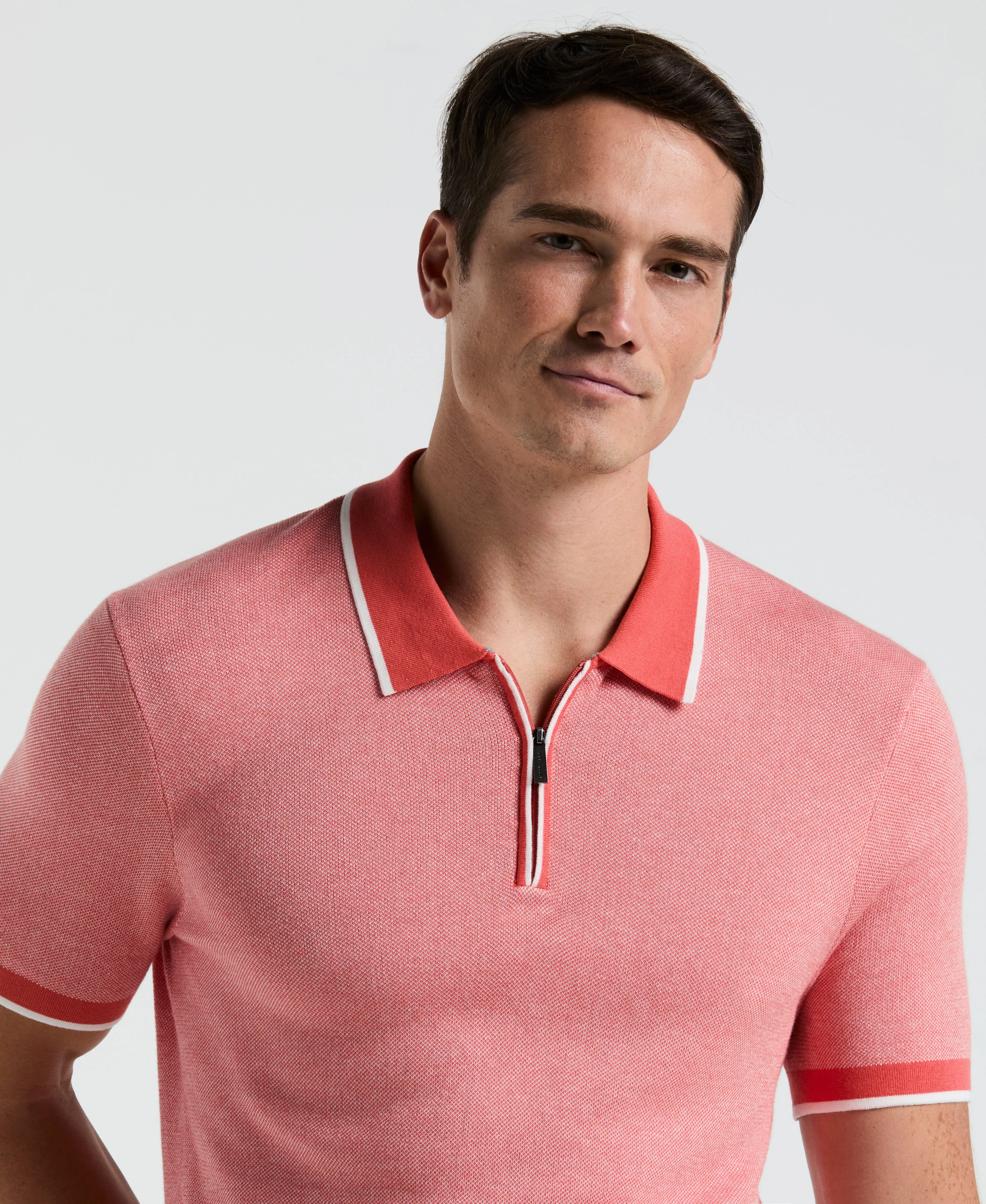 Bi-Color Stitch Zip Polo sold by Perry Ellis product image thumbnail 3