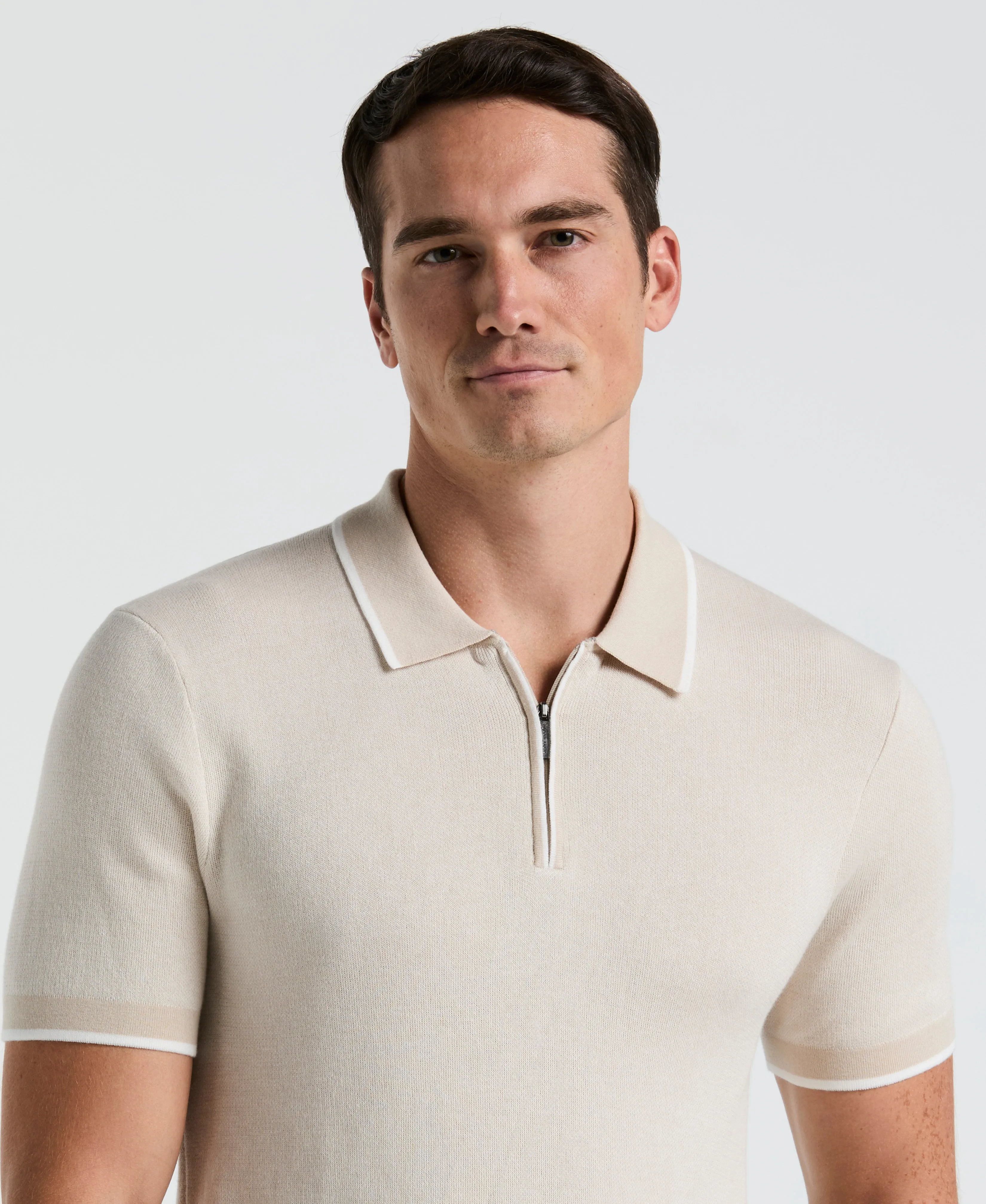 Bi-Color Stitch Zip Polo sold by Perry Ellis product image thumbnail 3