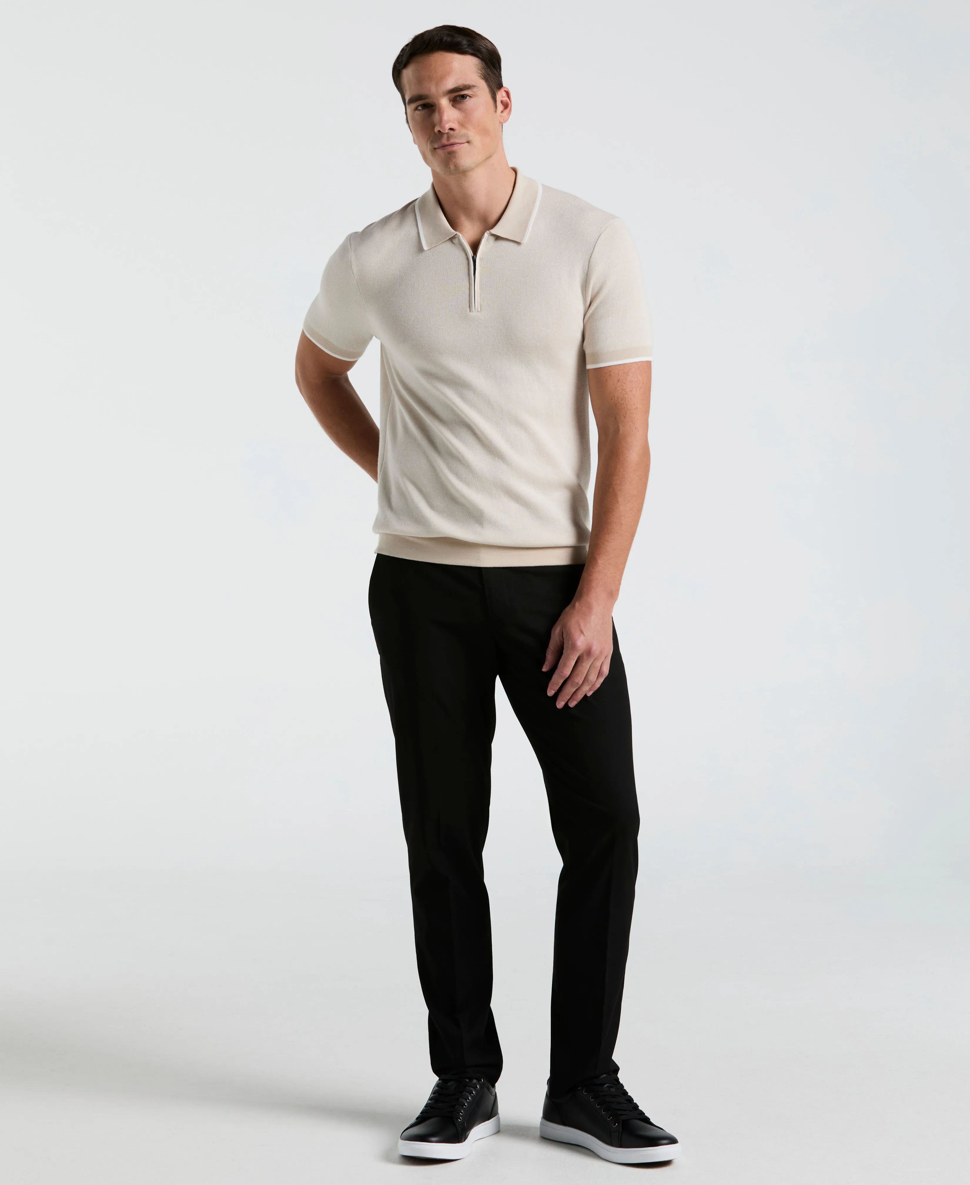Bi-Color Stitch Zip Polo sold by Perry Ellis product image thumbnail 4