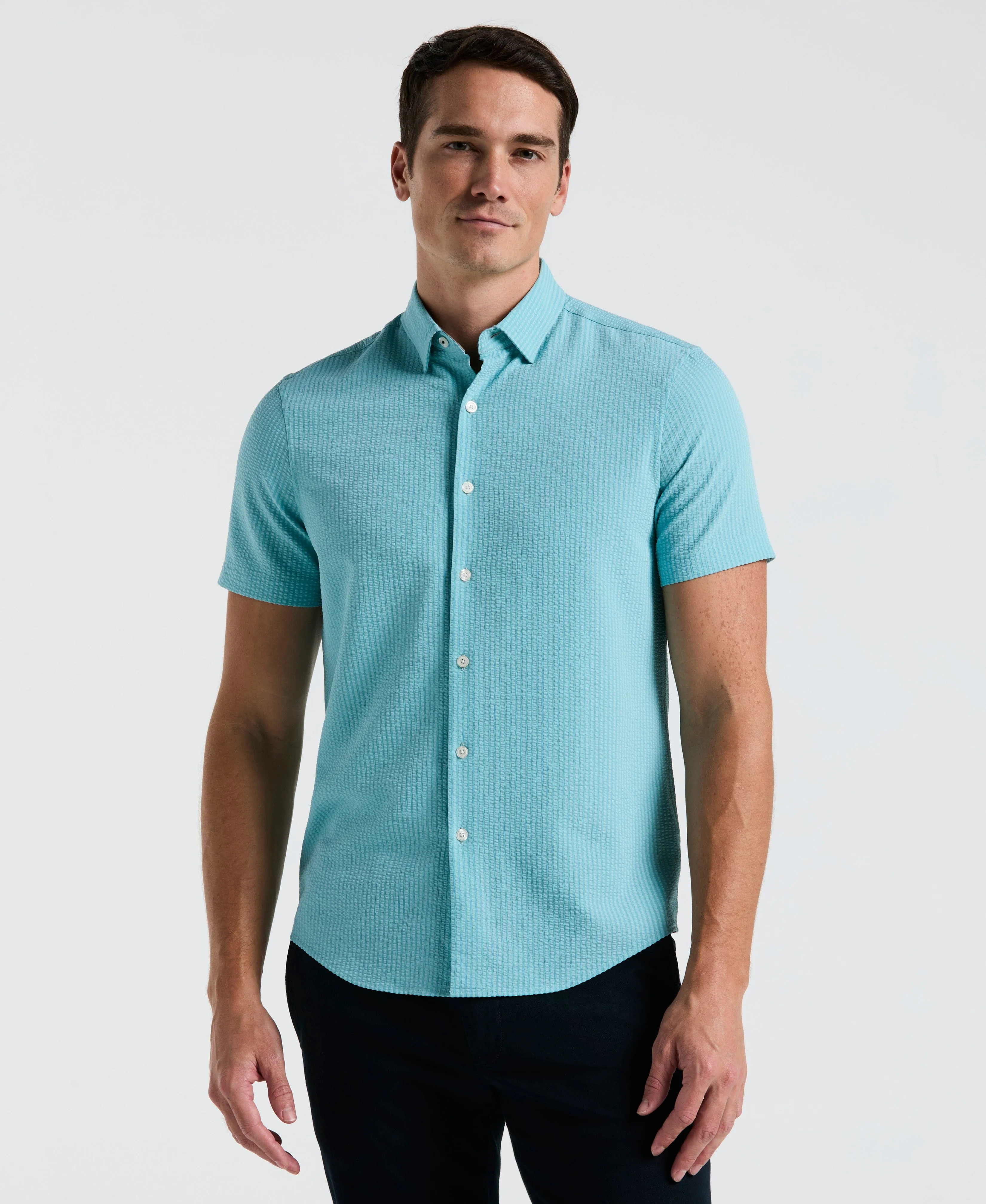 Stretch Seersucker Slim Fit Shirt sold by Perry Ellis