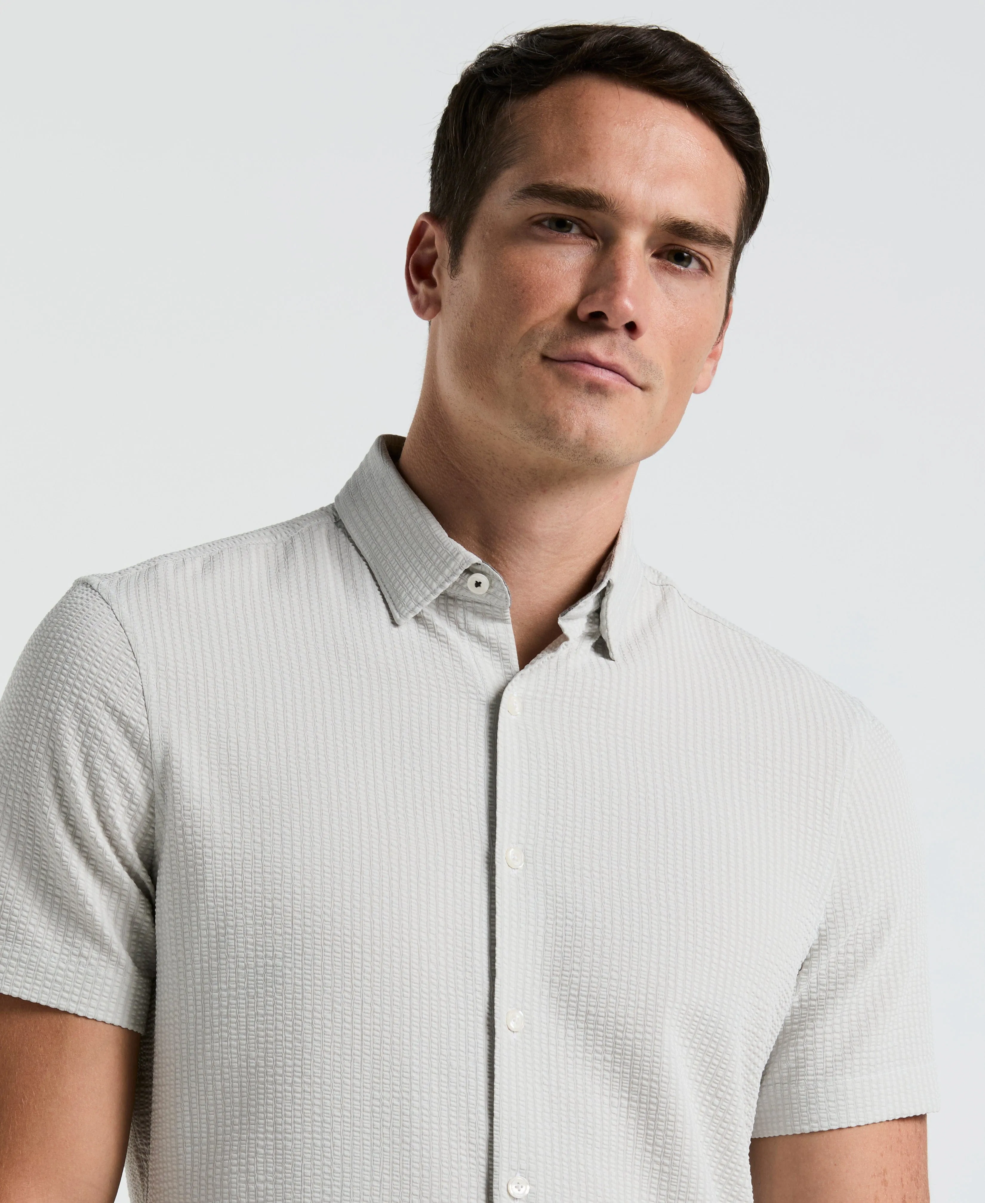 Stretch Seersucker Slim Fit Shirt sold by Perry Ellis product image thumbnail 3