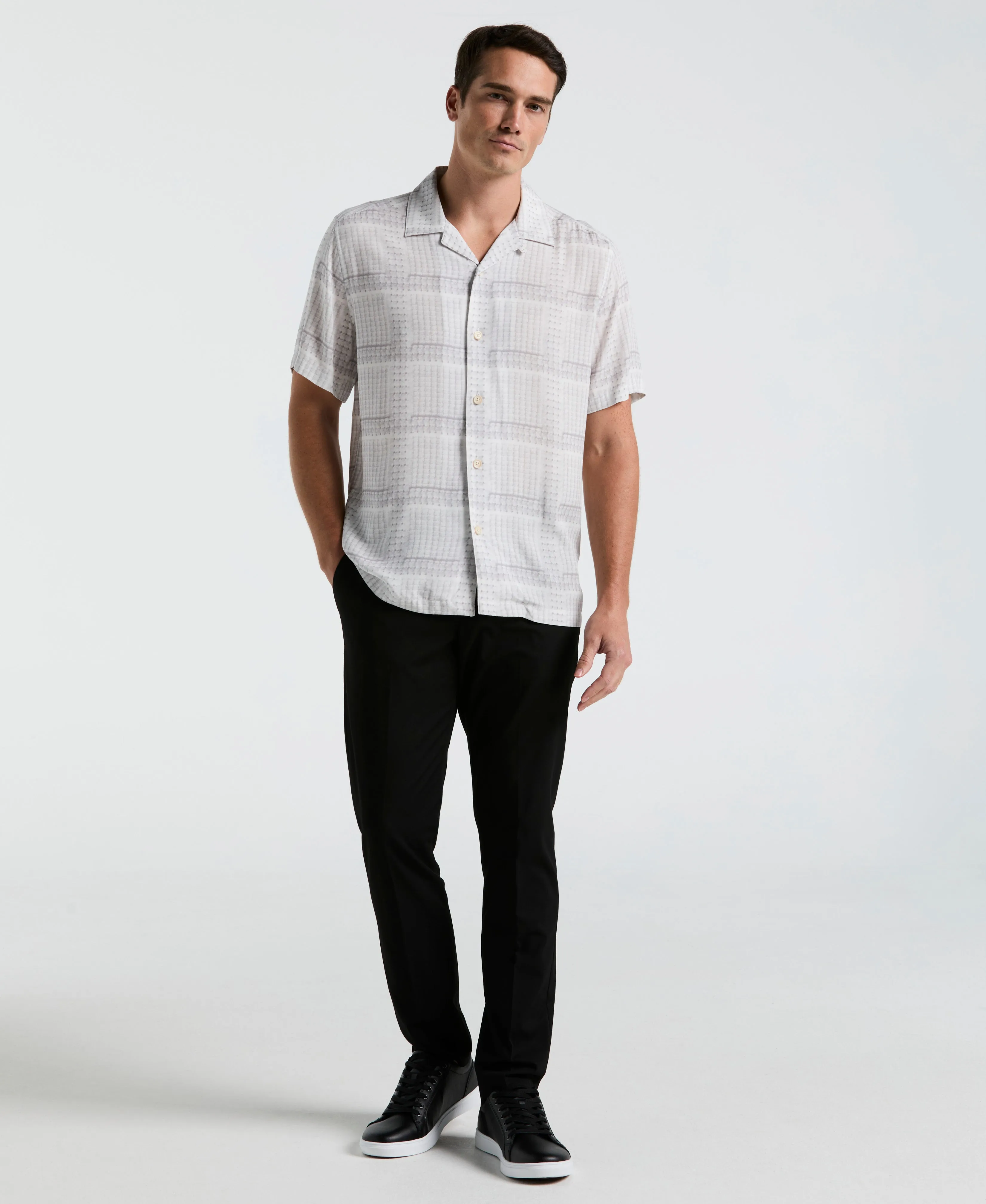 EcoVero™ Camp Collar Textured Print Shirt sold by Perry Ellis product image thumbnail 4
