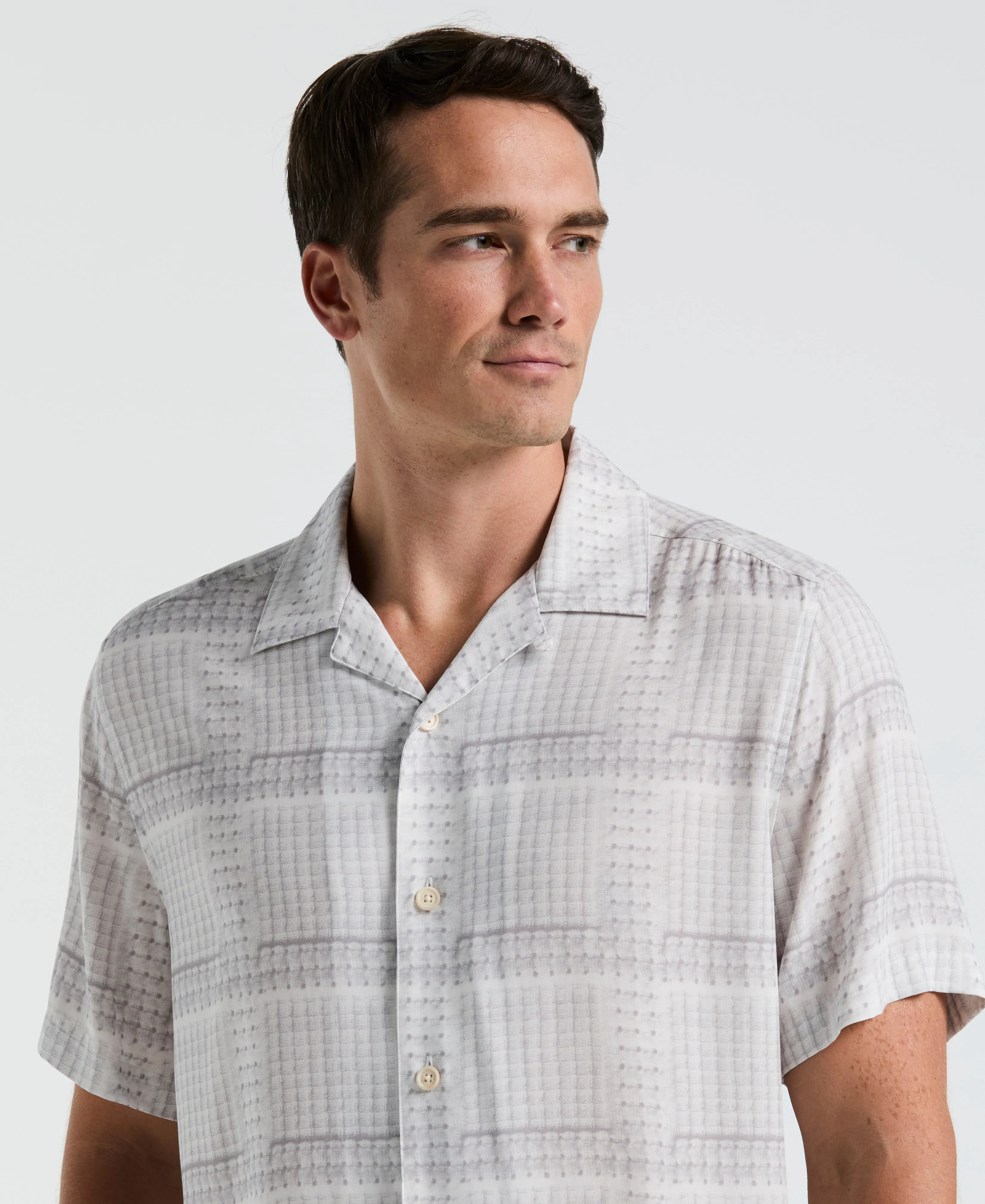 EcoVero™ Camp Collar Textured Print Shirt sold by Perry Ellis product image thumbnail 3
