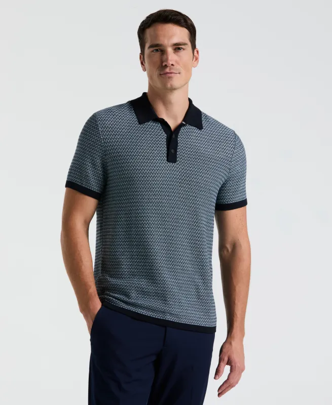 Geo Textured Stitch Polo Sweater sold by Perry Ellis