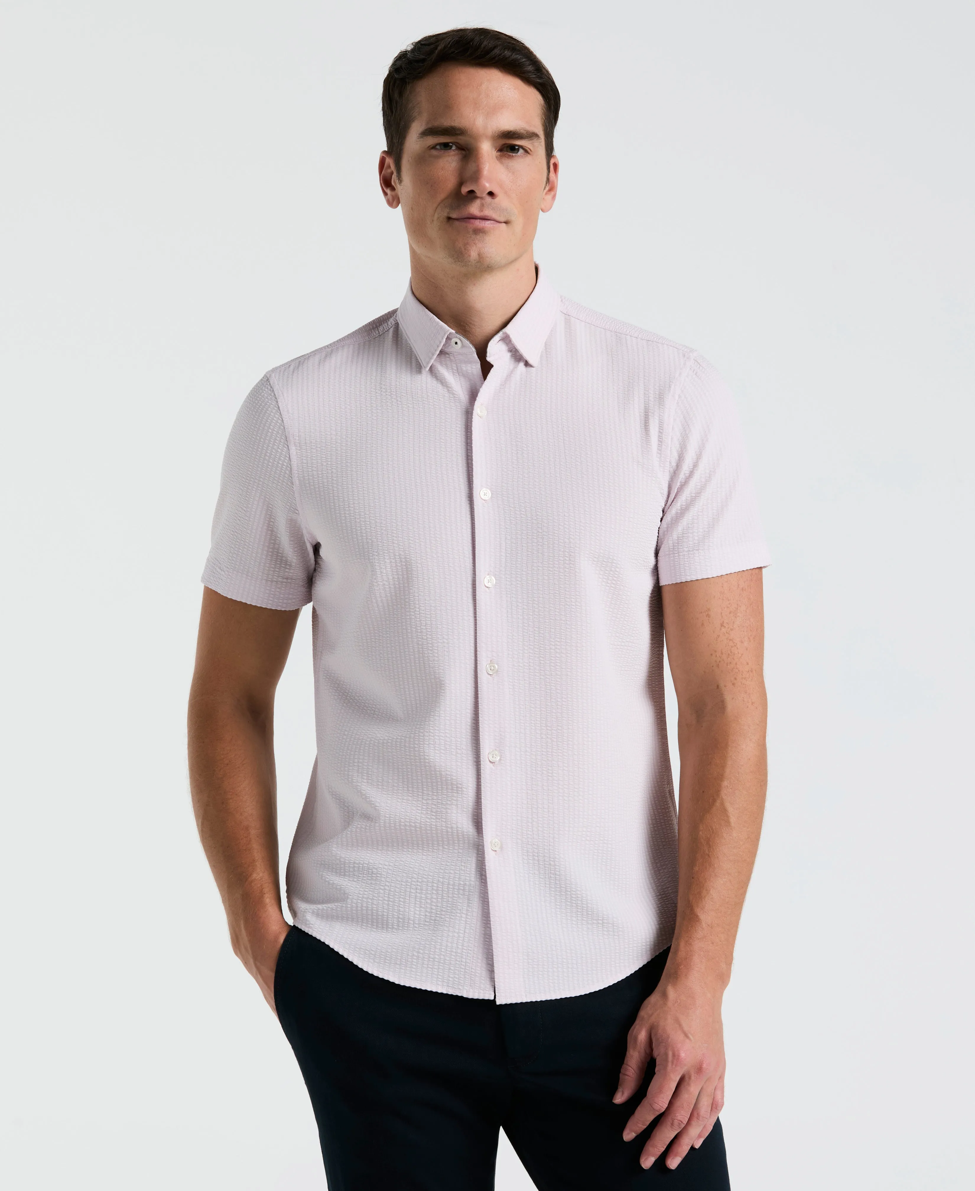 Stretch Seersucker Slim Fit Shirt sold by Perry Ellis