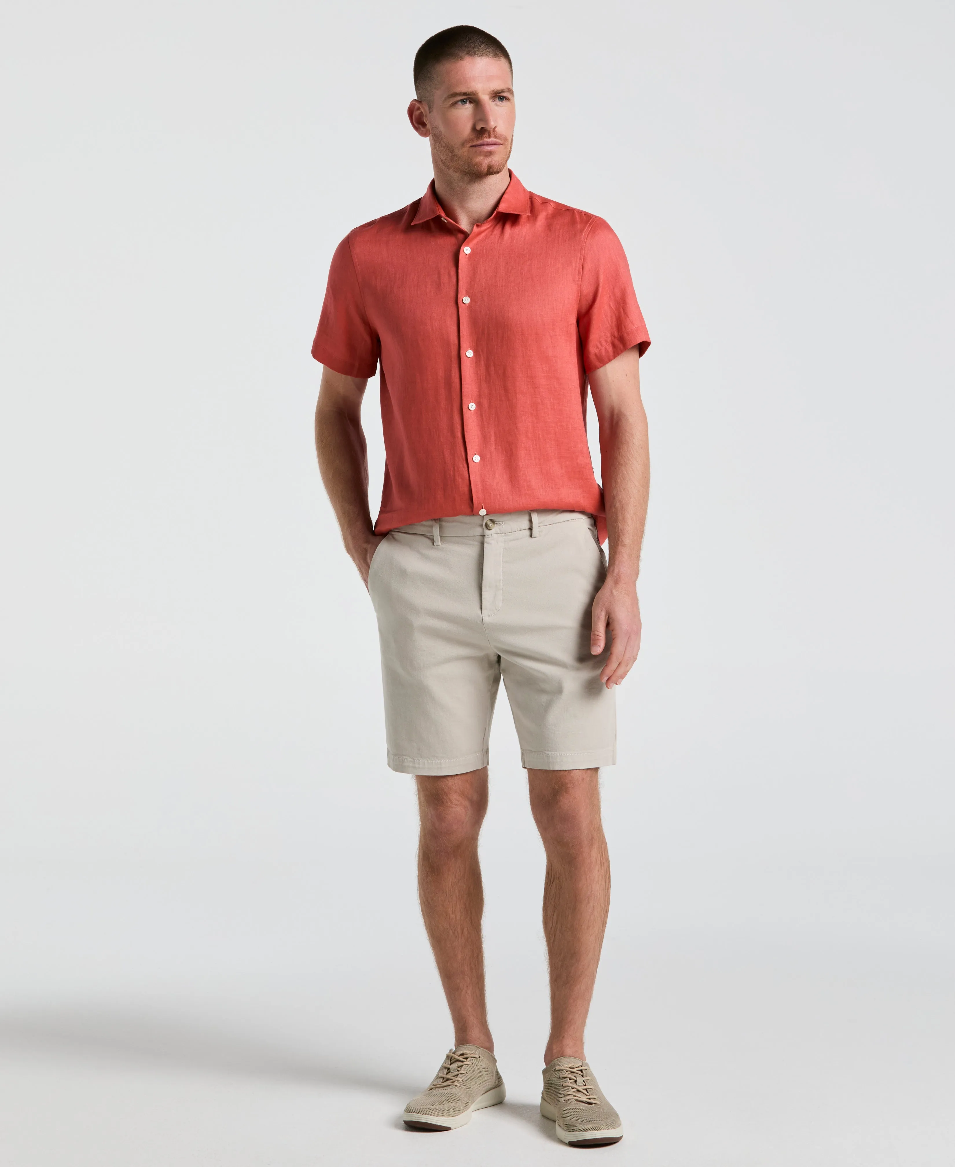 8" Flat Front Garment Dyed Short sold by Perry Ellis