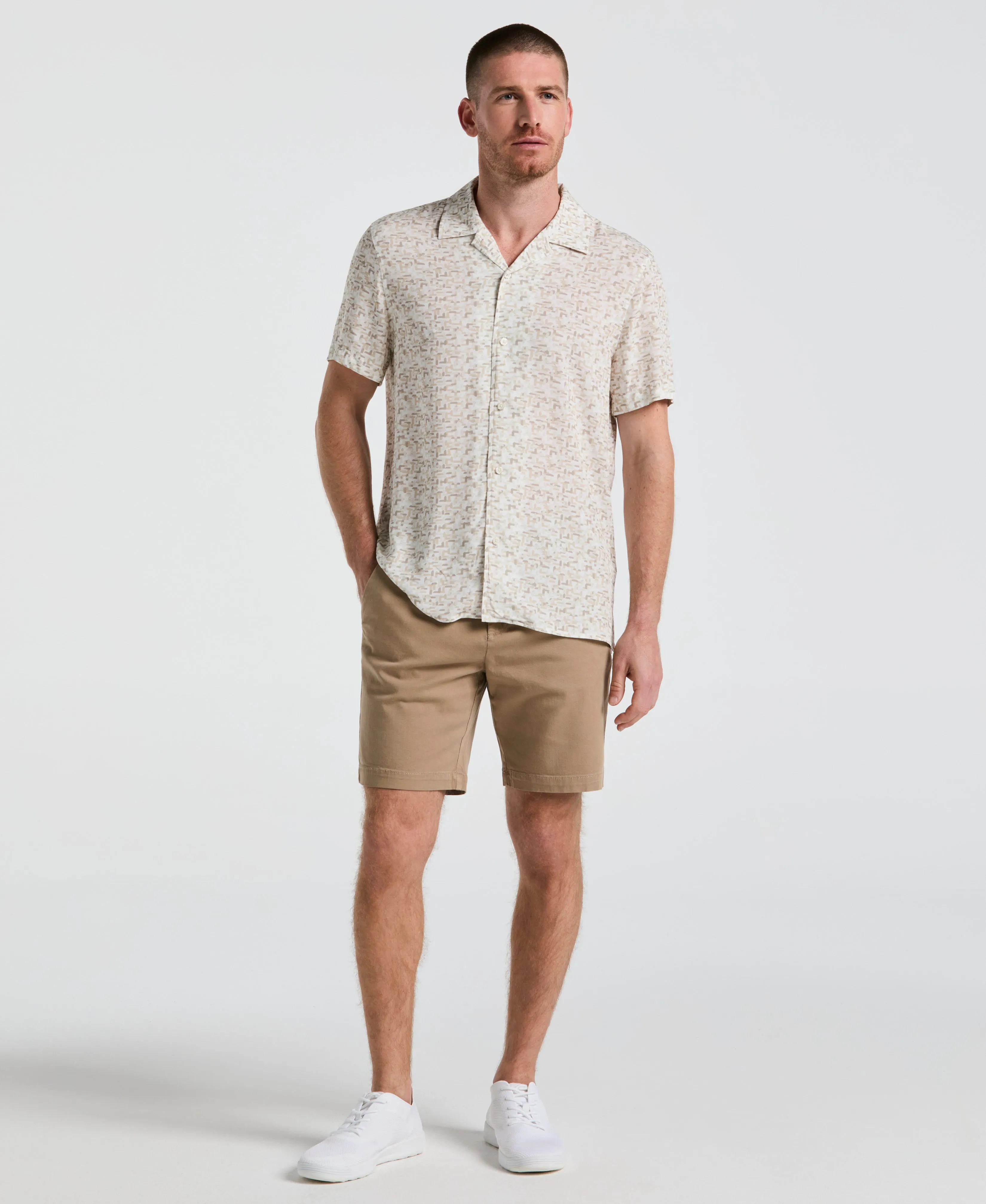 8" Flat Front Garment Dyed Short sold by Perry Ellis