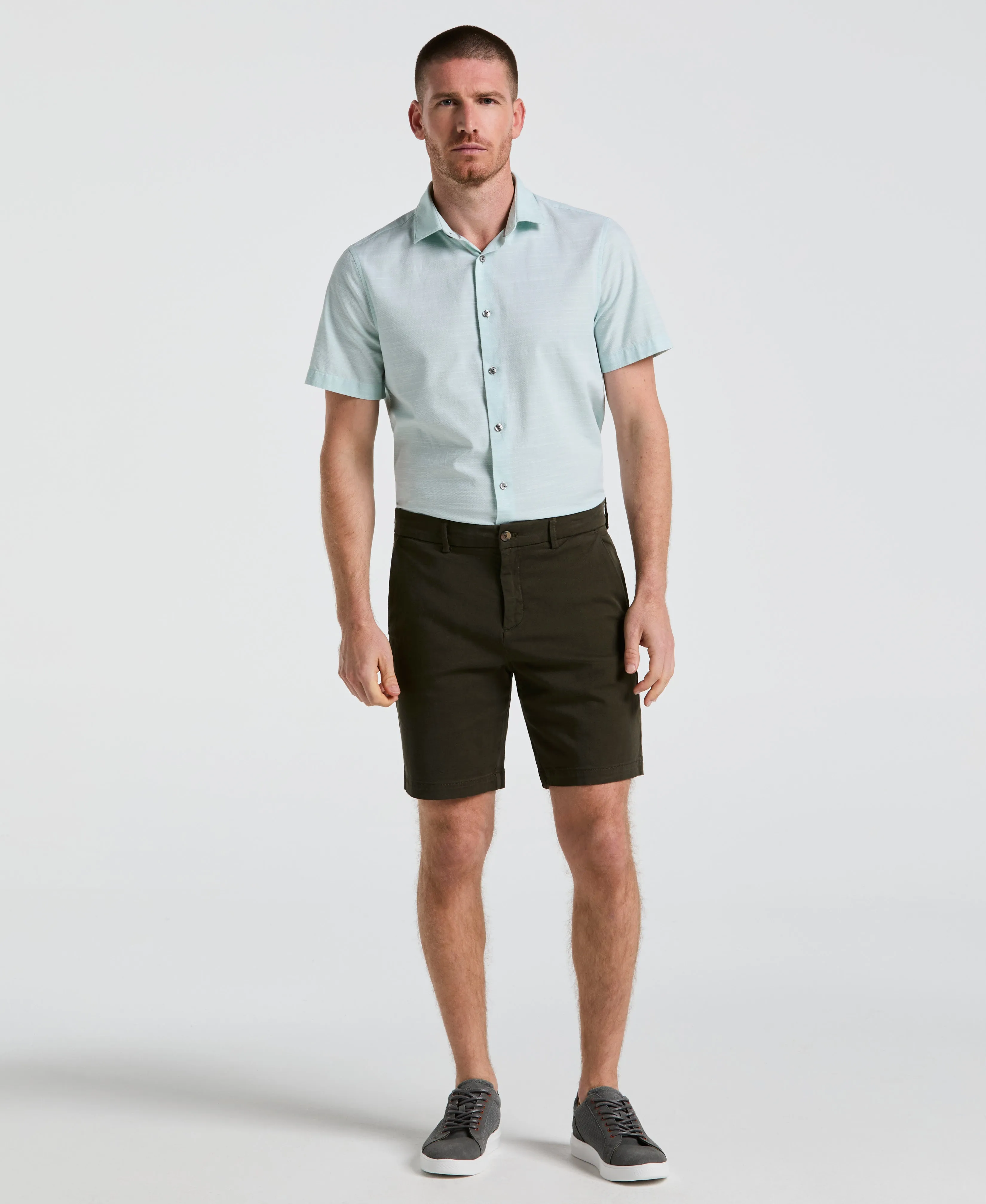 8" Flat Front Garment Dyed Short sold by Perry Ellis