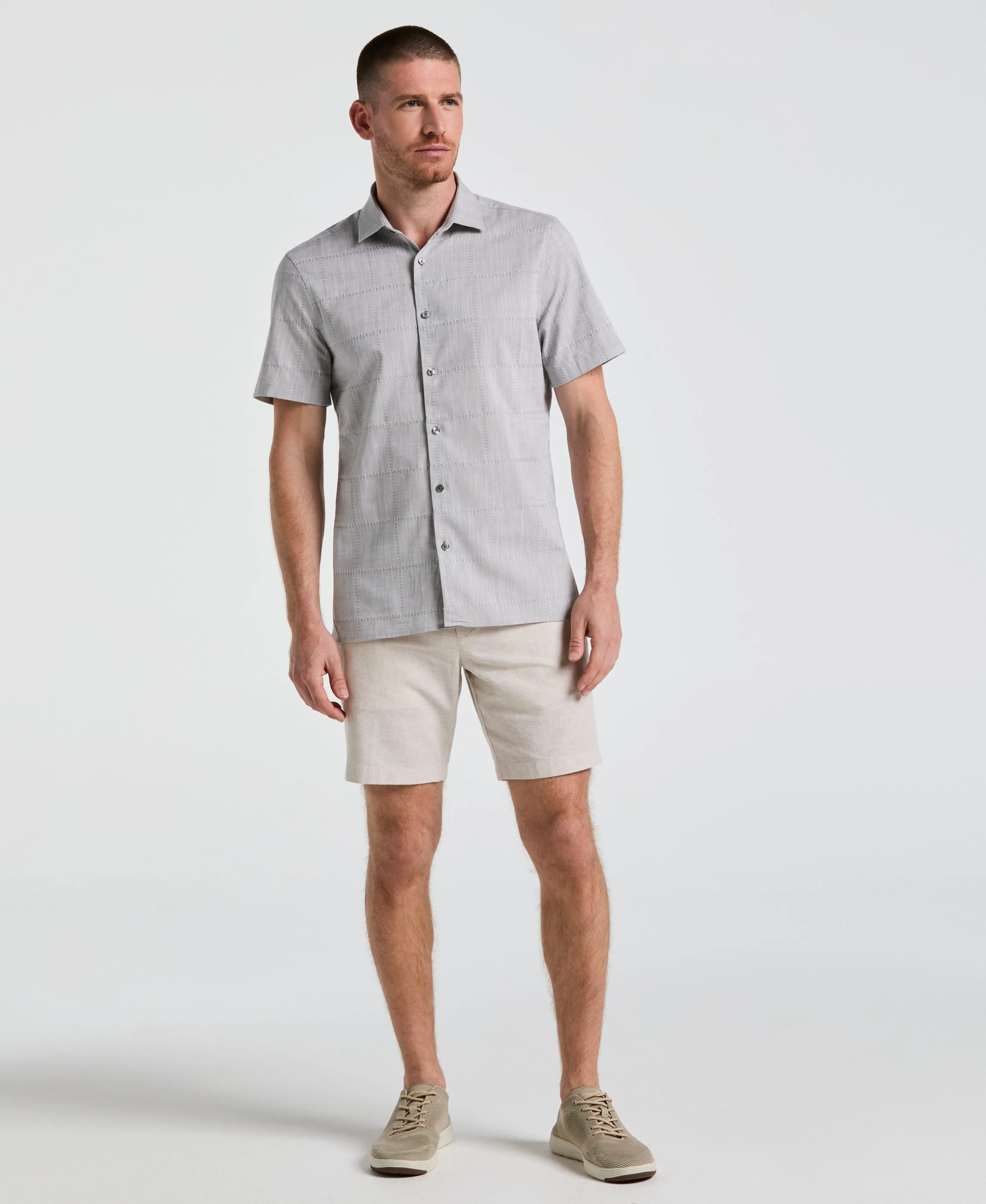 8" Flat Front Linen Cotton Short sold by Perry Ellis