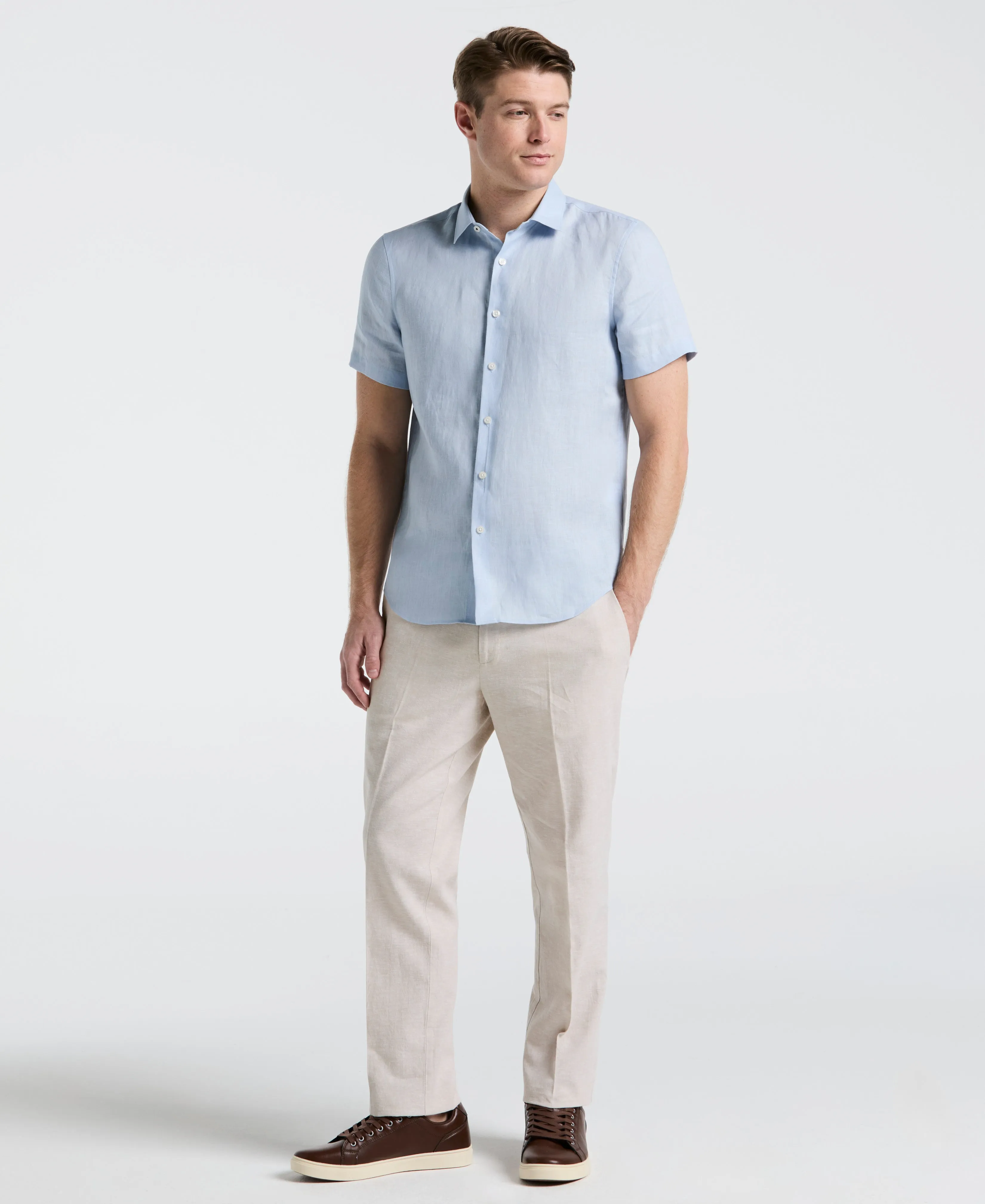 Solid Linen Shirt sold by Perry Ellis product image thumbnail 4