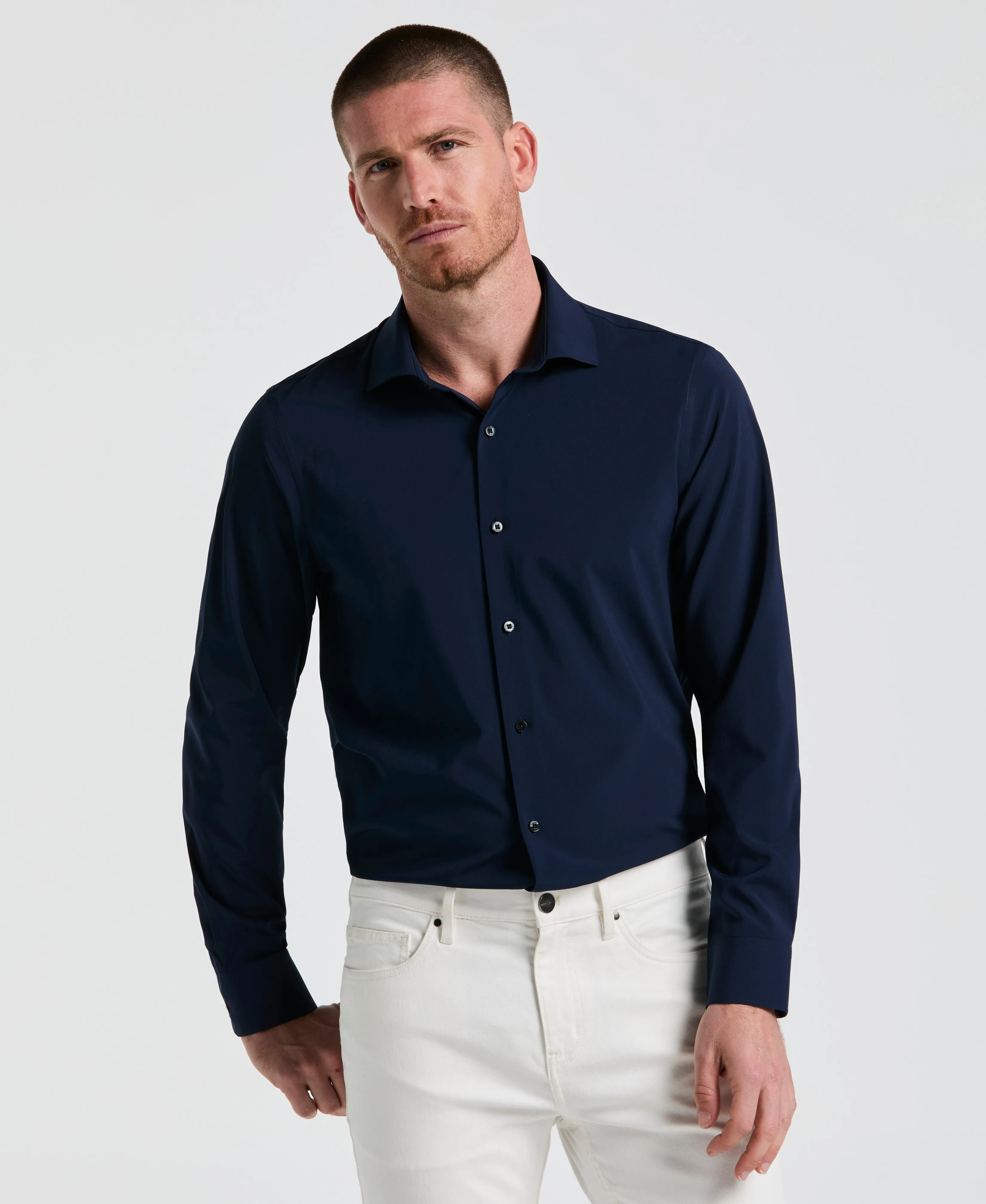Performance Tech Solid Dress Shirt sold by Perry Ellis
