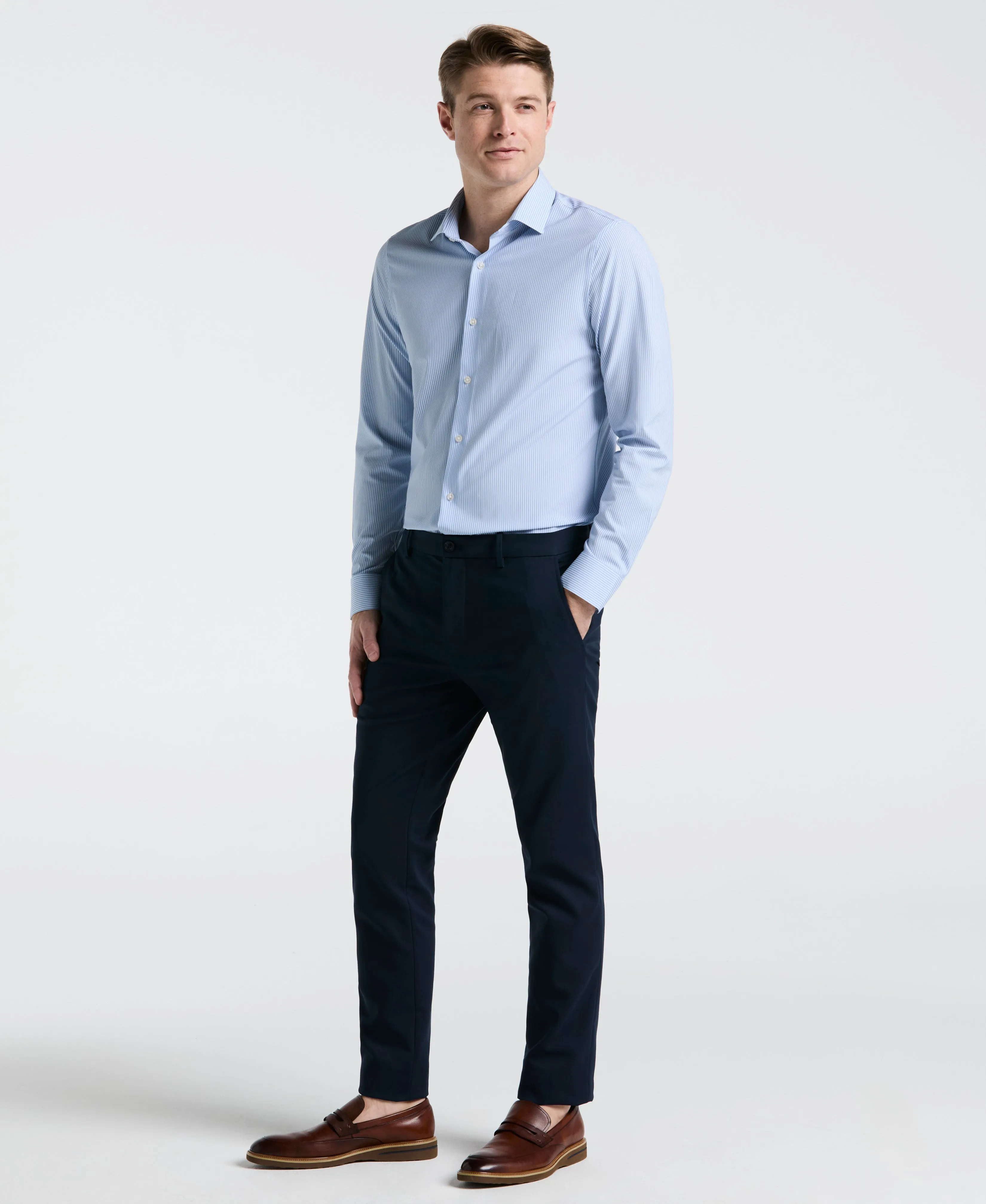 Performance Tech Striped Print Dress Shirt sold by Perry Ellis product image thumbnail 4