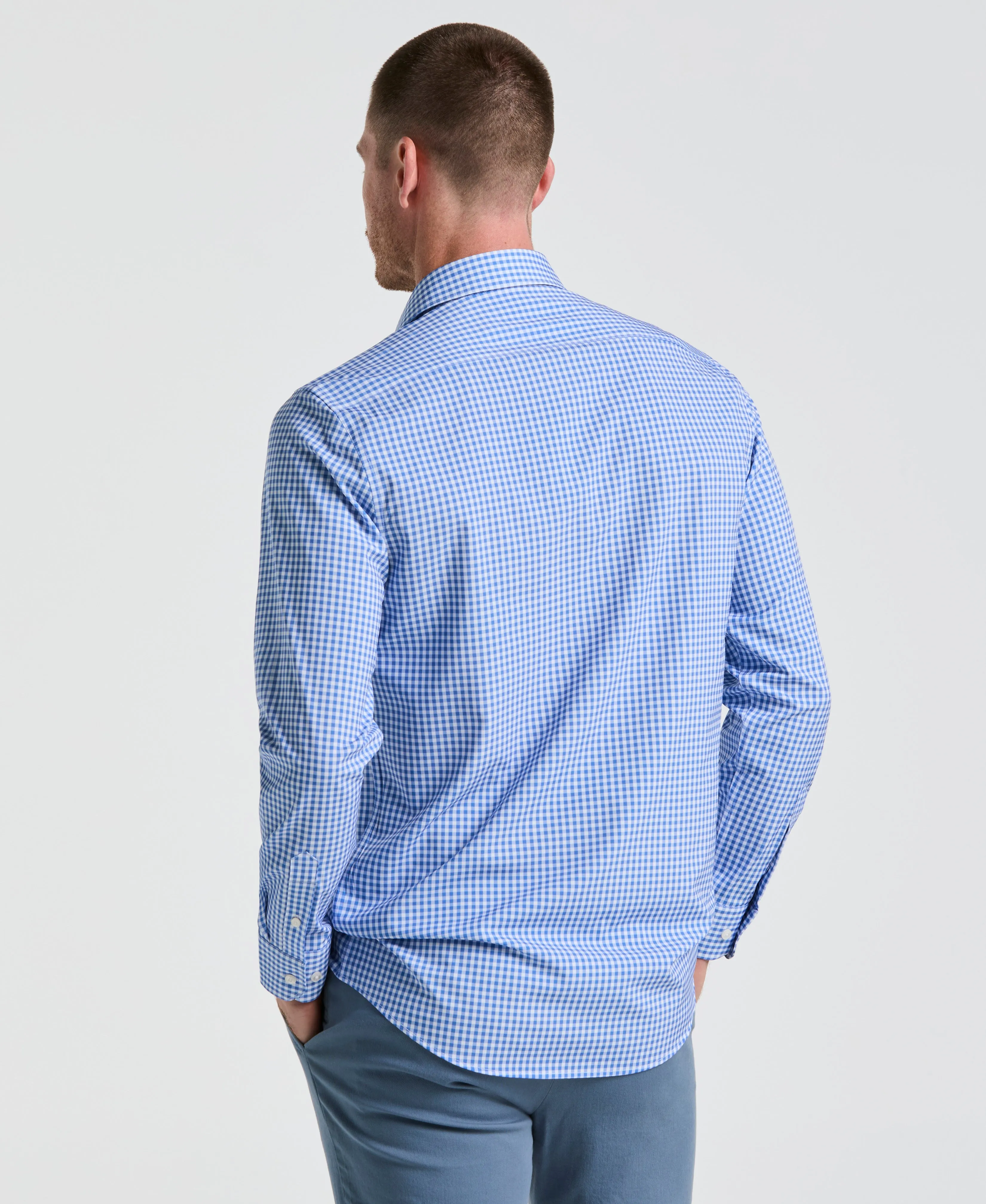 Performance Tech Gingham Print Dress Shirt sold by Perry Ellis product image thumbnail 2