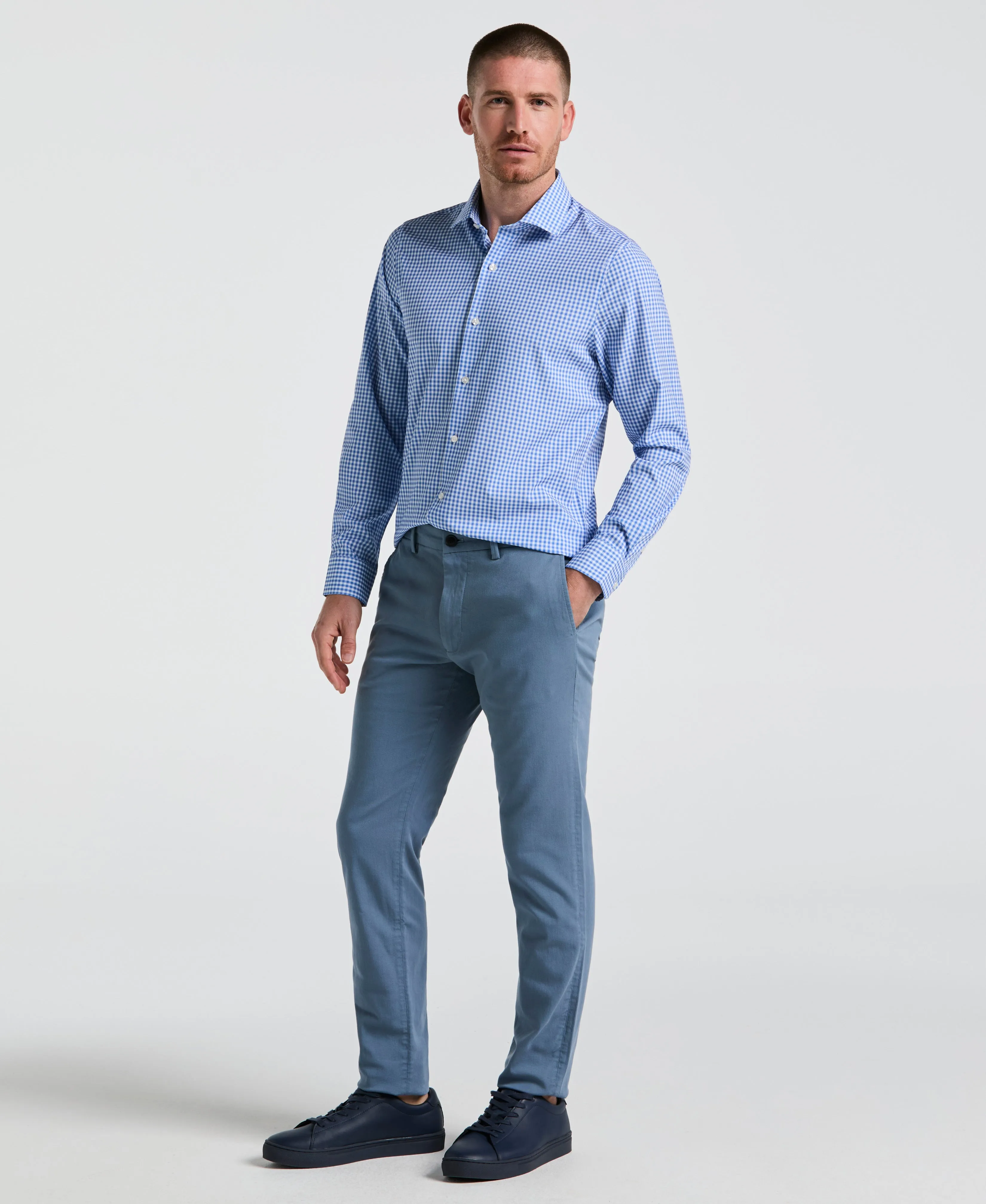 Performance Tech Gingham Print Dress Shirt sold by Perry Ellis product image thumbnail 4