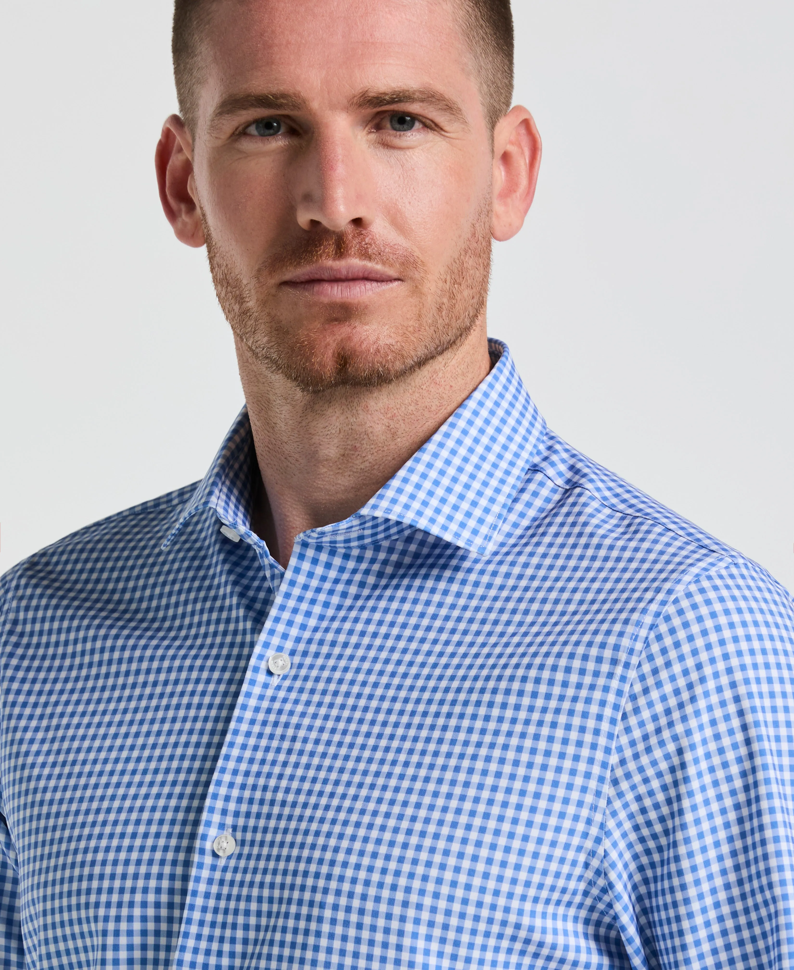 Performance Tech Gingham Print Dress Shirt sold by Perry Ellis product image thumbnail 3