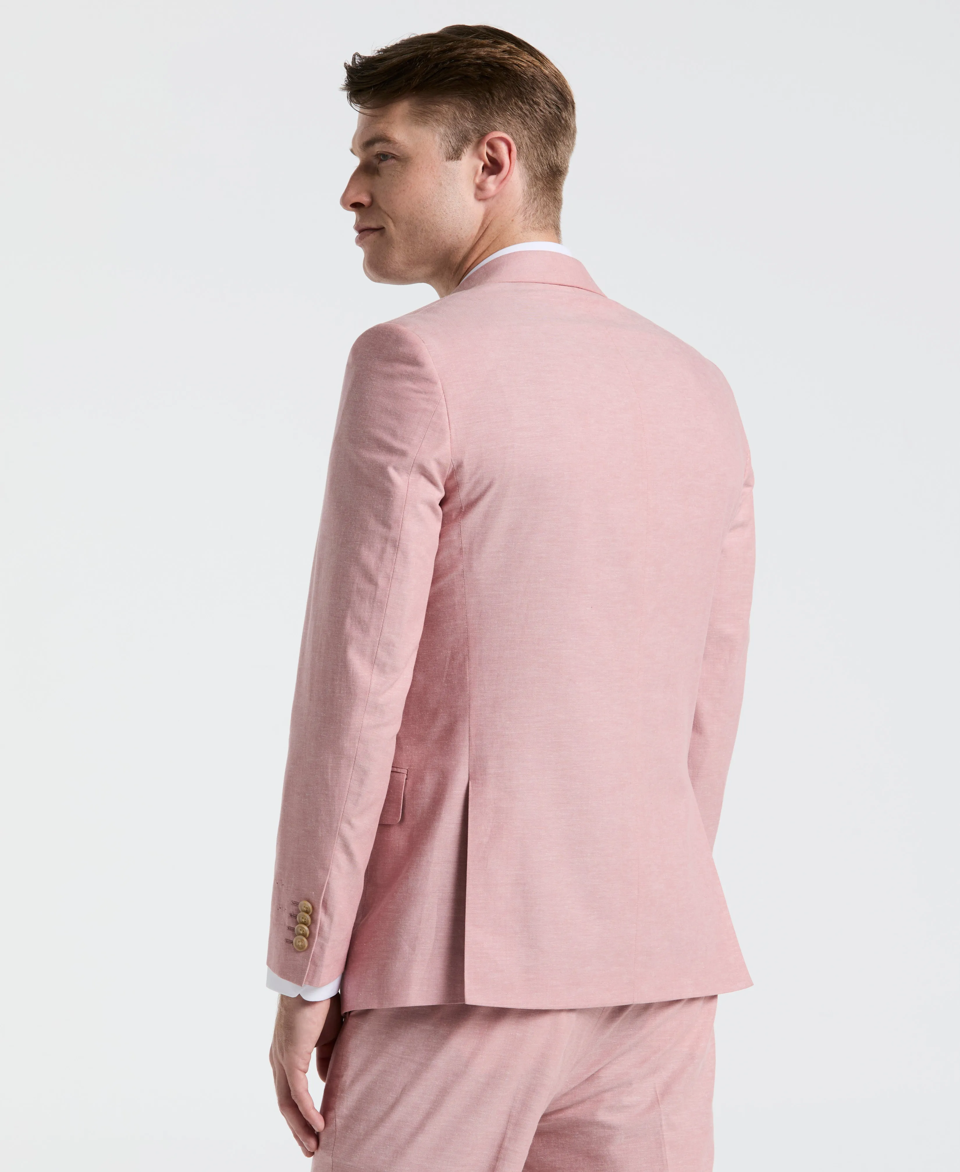 Slim Fit Pink Solid Linen Blend Suit sold by Perry Ellis product image thumbnail 3