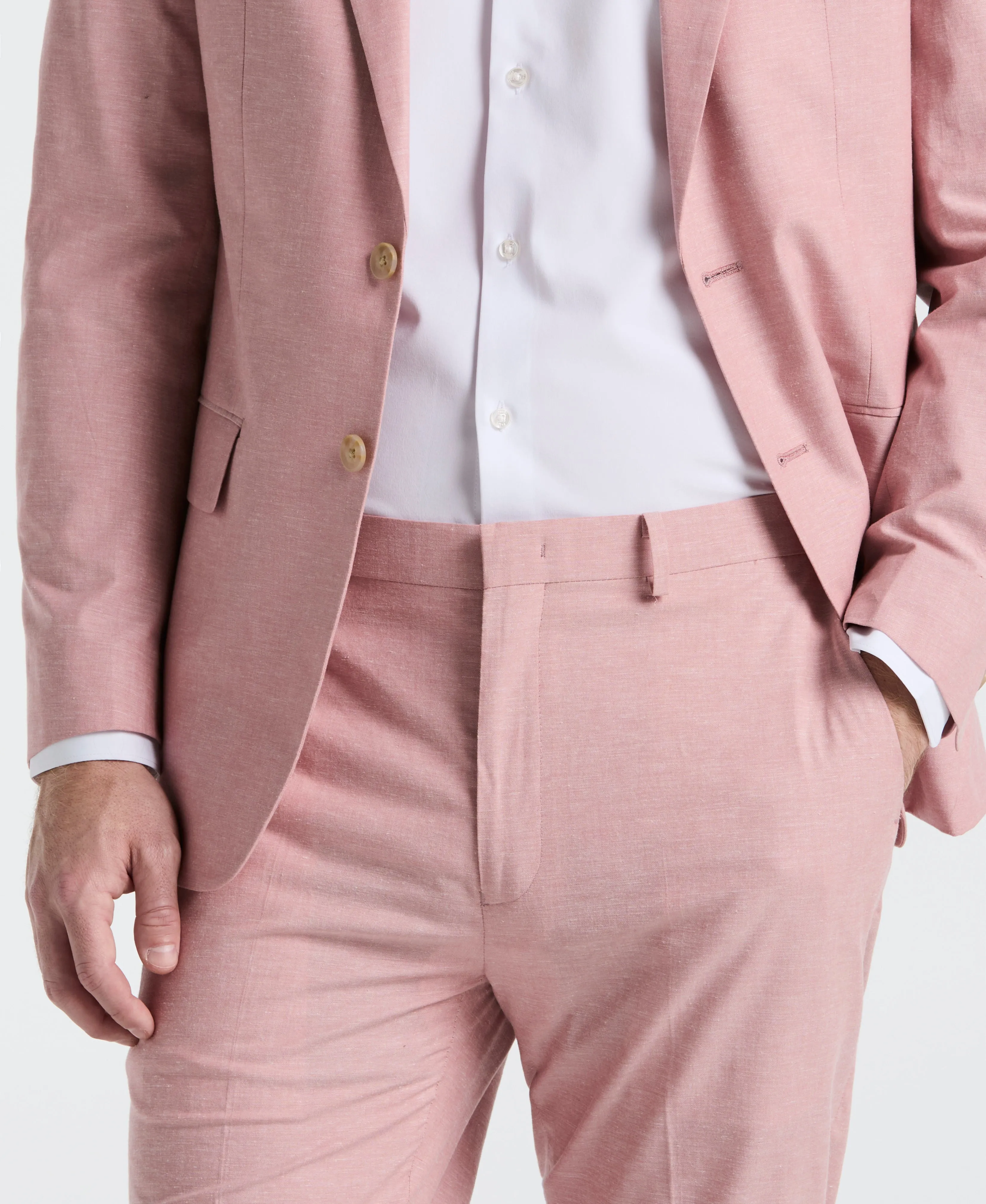 Slim Fit Pink Solid Linen Blend Suit sold by Perry Ellis product image thumbnail 4