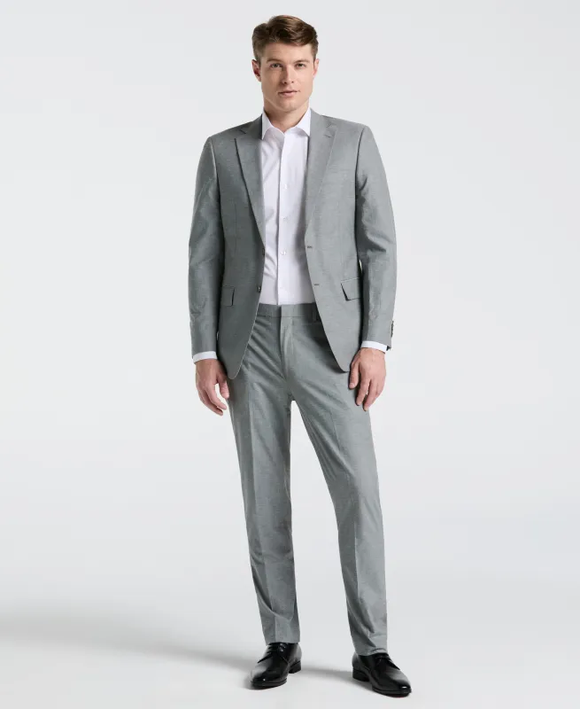 Slim Fit Grey Solid Linen Blend Suit sold by Perry Ellis
