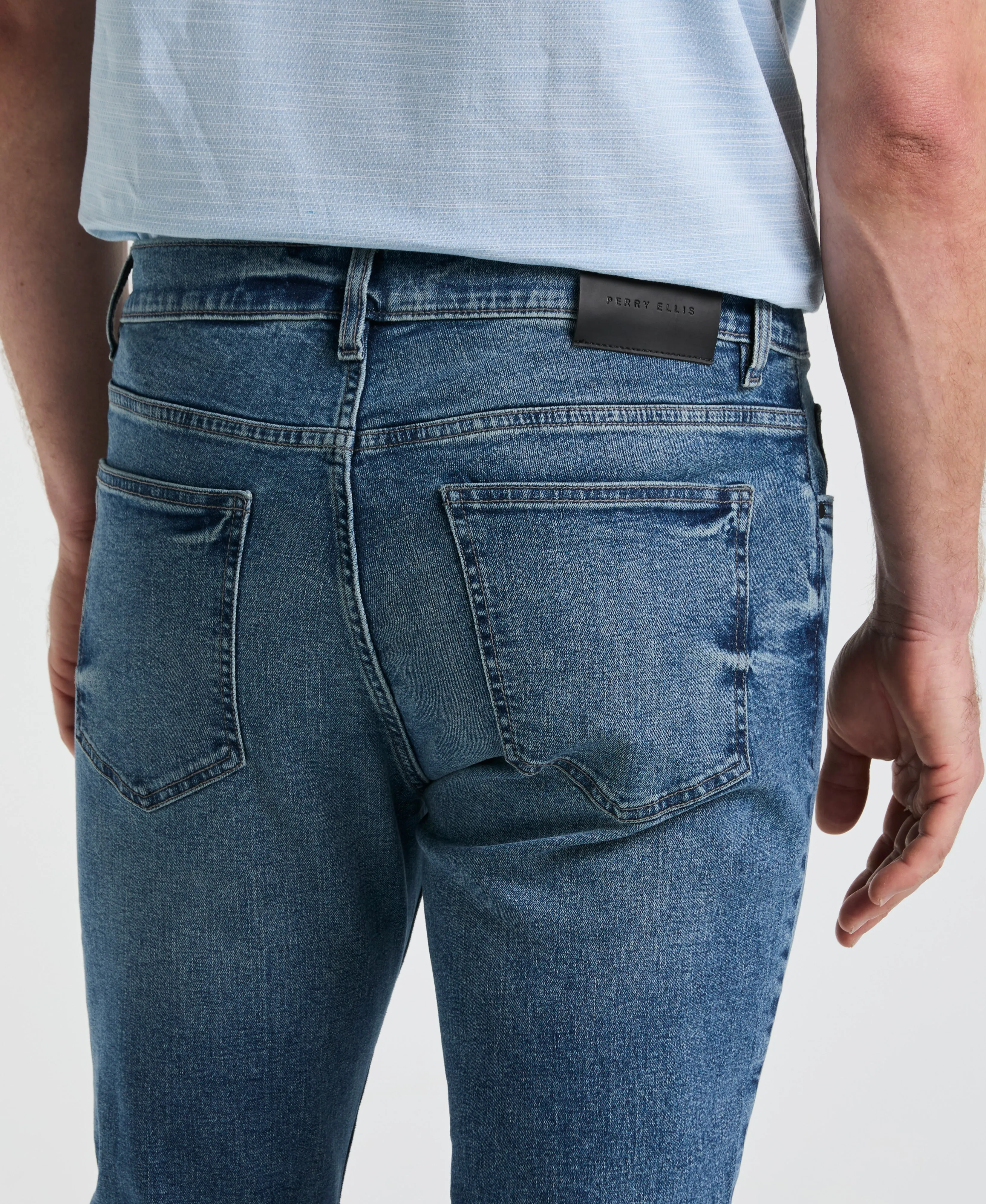 Medium Wash Indigo 5 Pocket Denim Pant sold by Perry Ellis product image thumbnail 4