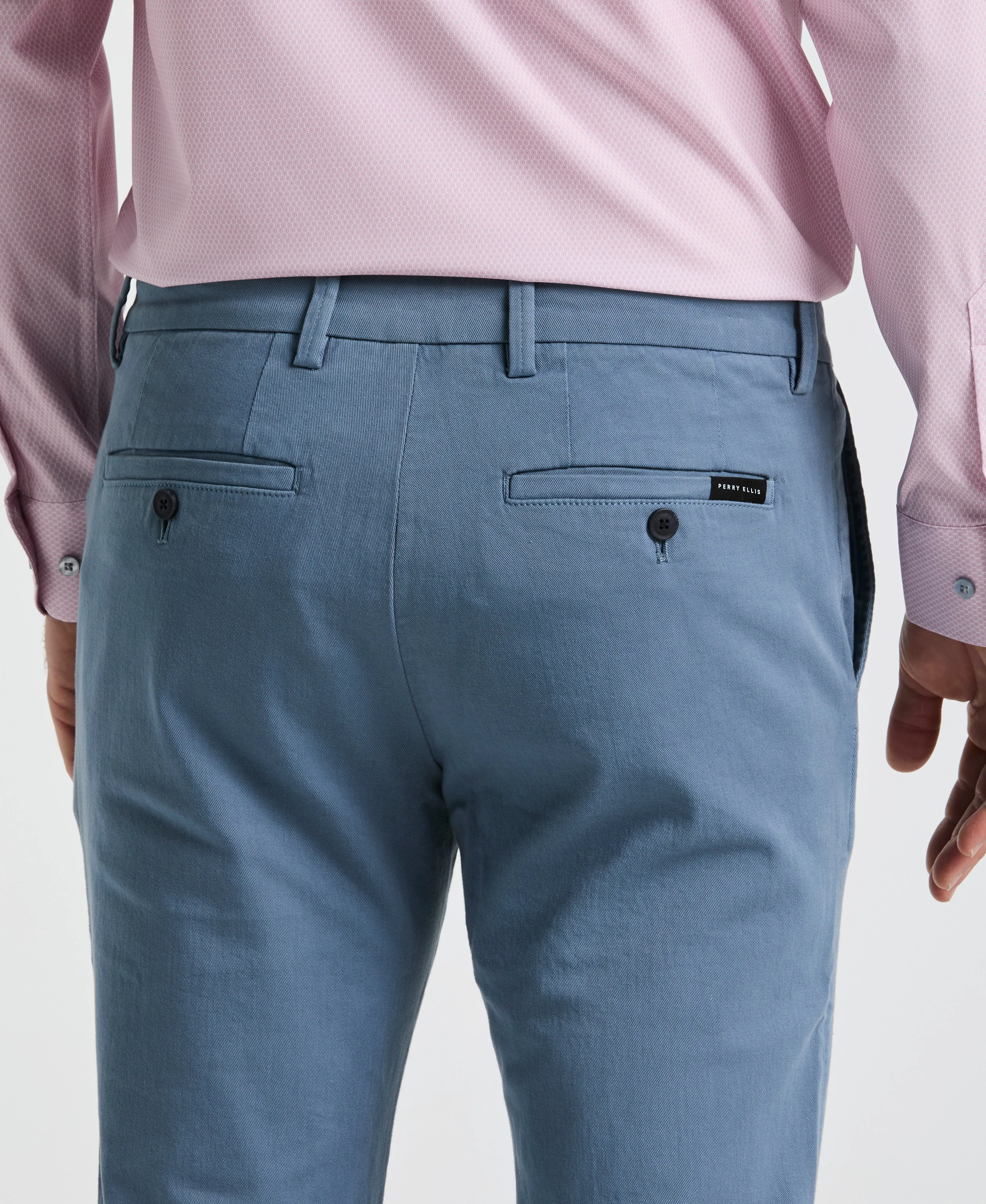 Slim Fit Dyed Solid Twill Chino Pant sold by Perry Ellis product image thumbnail 4