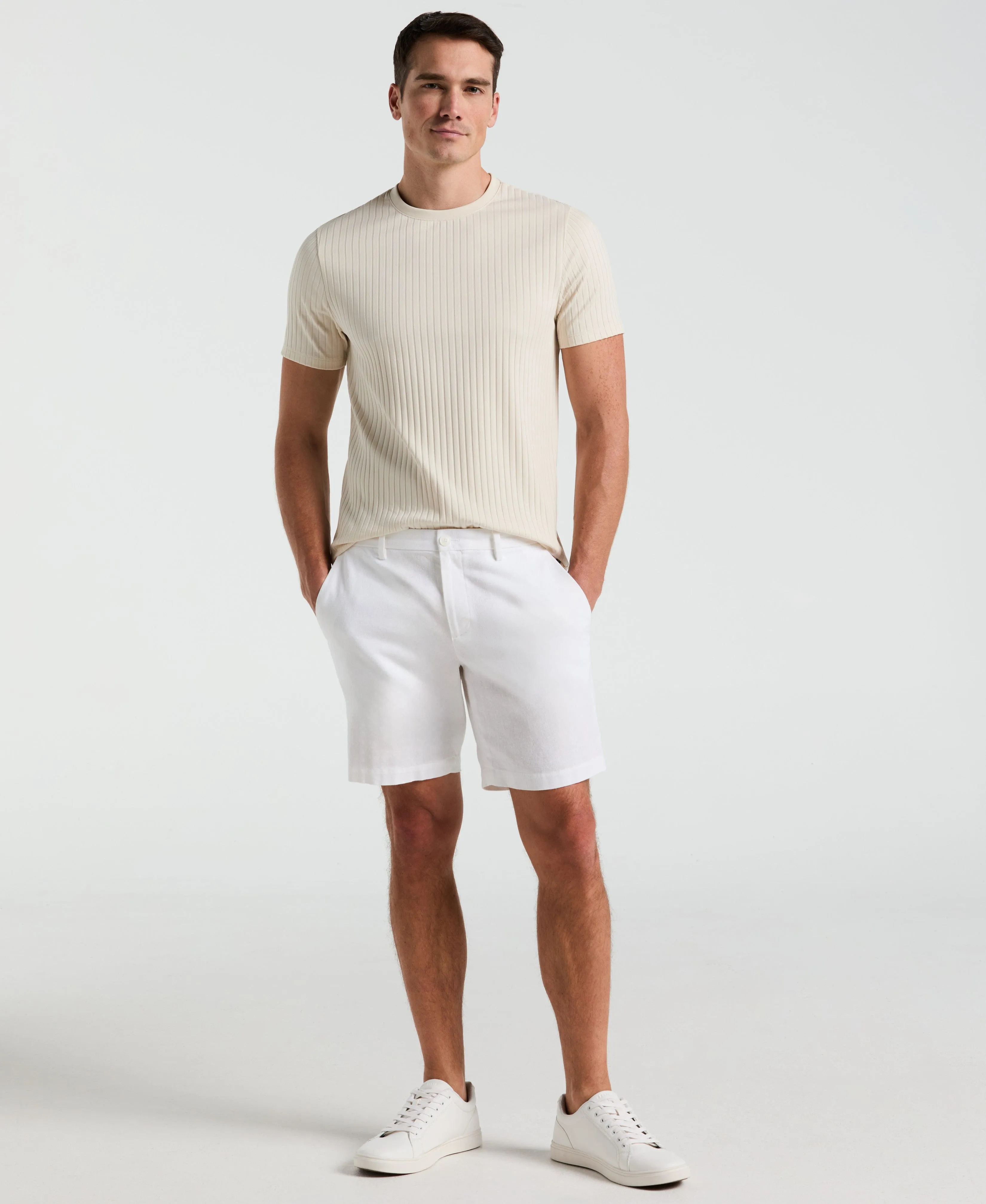 8" Flat Front Linen Cotton Short sold by Perry Ellis