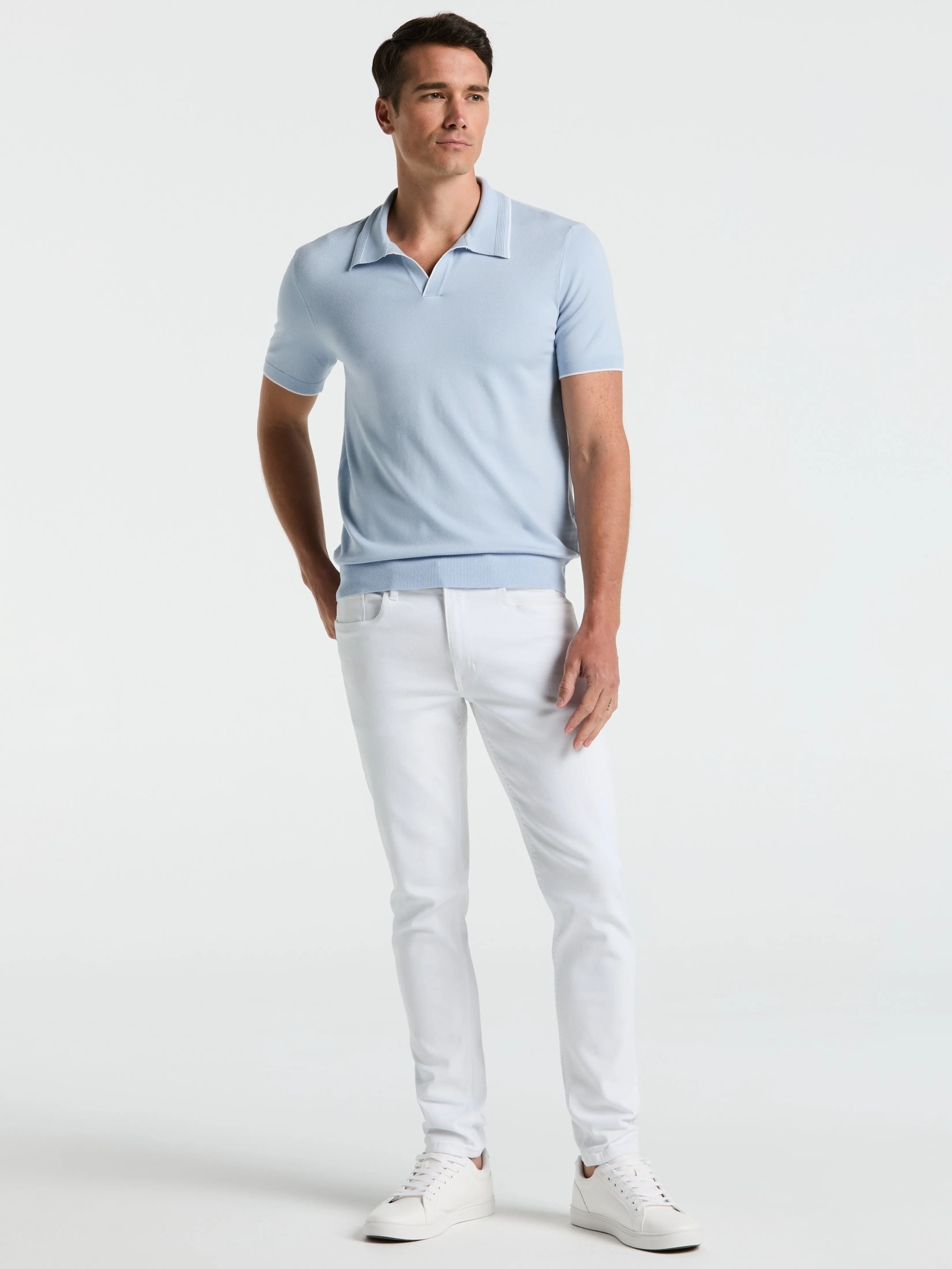 Tech Knit Open Collar Tipped Sweater Polo sold by Perry Ellis product image thumbnail 2