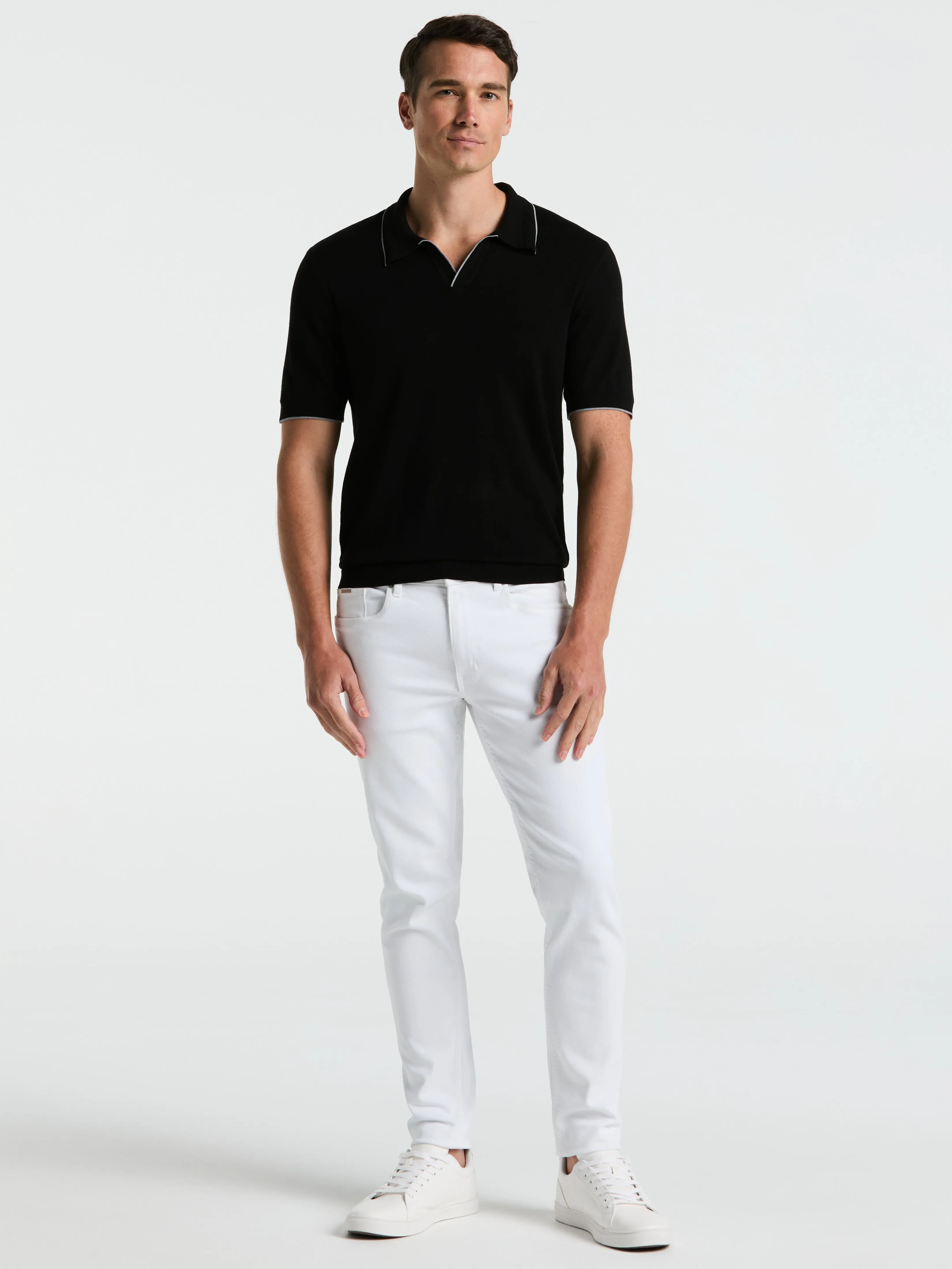 Tech Knit Open Collar Tipped Sweater Polo sold by Perry Ellis product image thumbnail 4