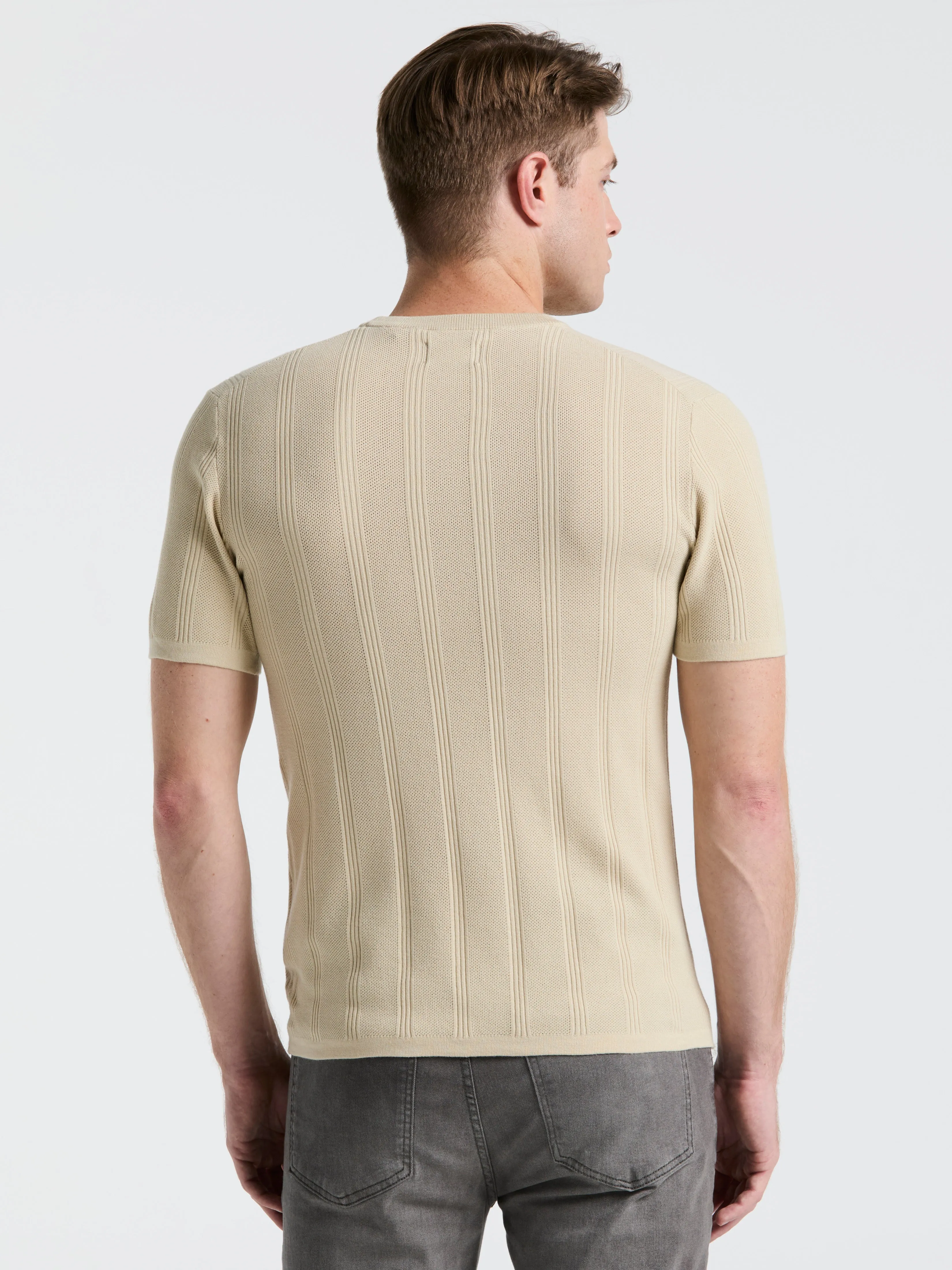 Tech Knit Striped Crew Neck Shirt sold by Perry Ellis product image thumbnail 2