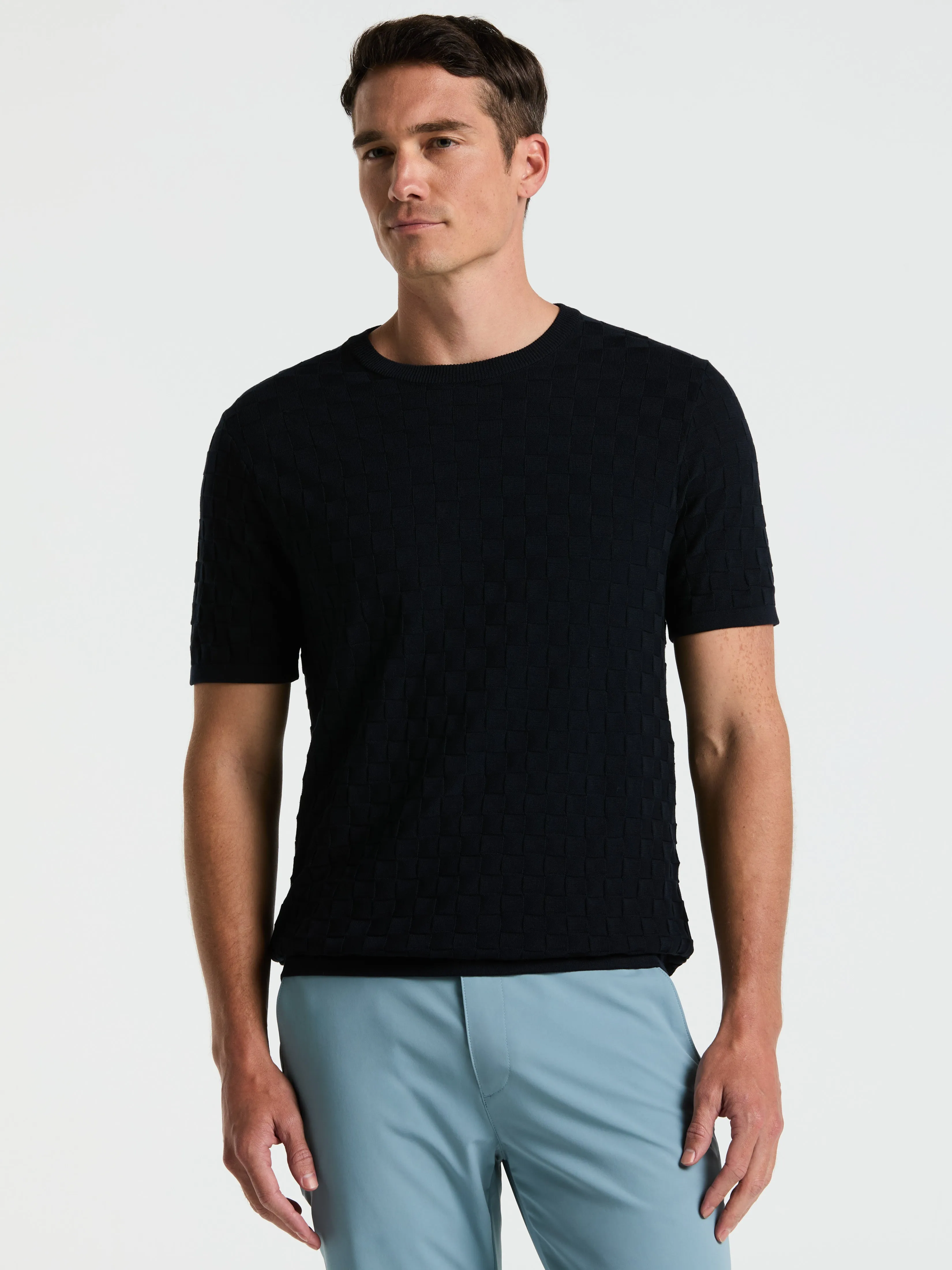 Square Pattern Crew Neck Sweater Tee sold by Perry Ellis